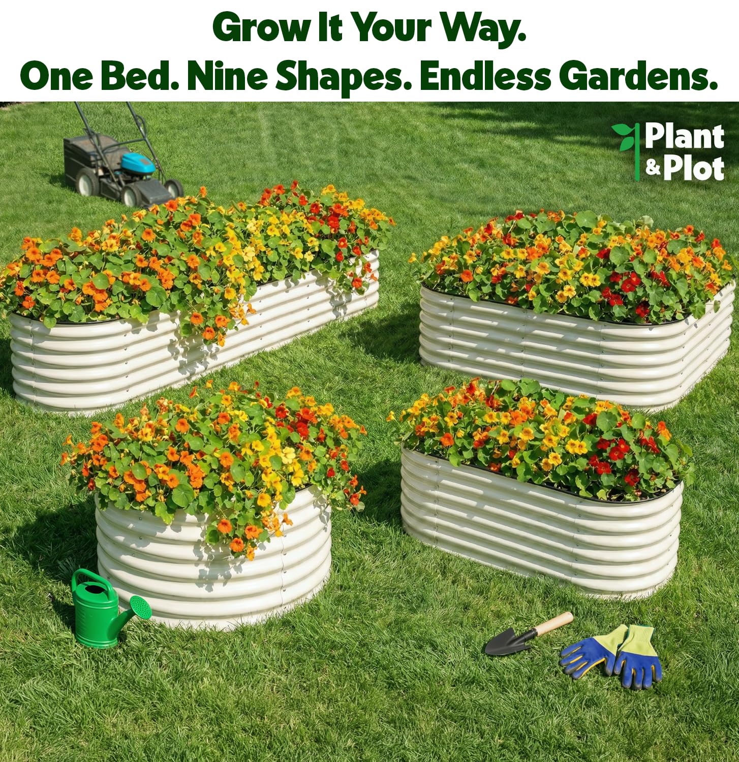 9-in-1 Galvanized Steel Raised Garden Bed // 8×2×1.5 ft Modular Planter for Gardening, Vegetables, Flowers // 18" Tall Metal Raised Garden Beds Outdoor (Dark Green) // Patented Design Planter Box
