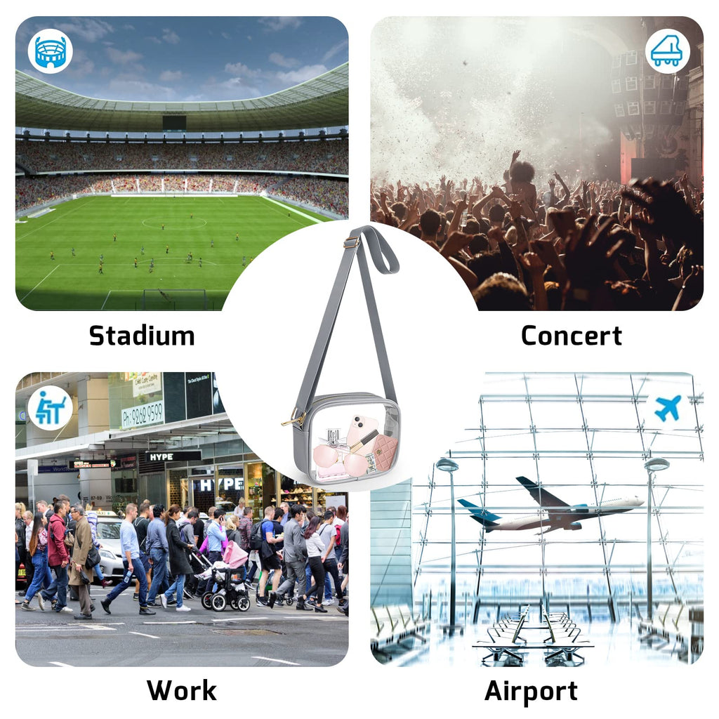 KETIEE Clear Crossbody Bag, Stadium Approved Clear Purse Bag for Concerts Sports Events Festivals