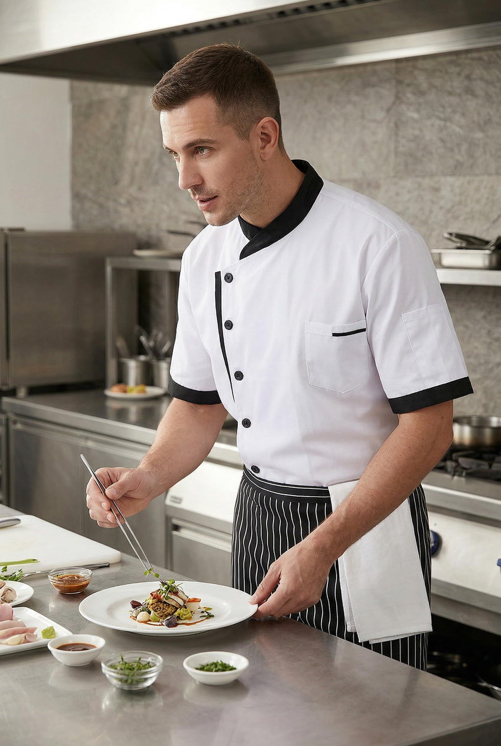 Nanxson Unisex Chef Jacket Men's Chef Coat Restaurant Kitchen Chef Uniform CFM0016