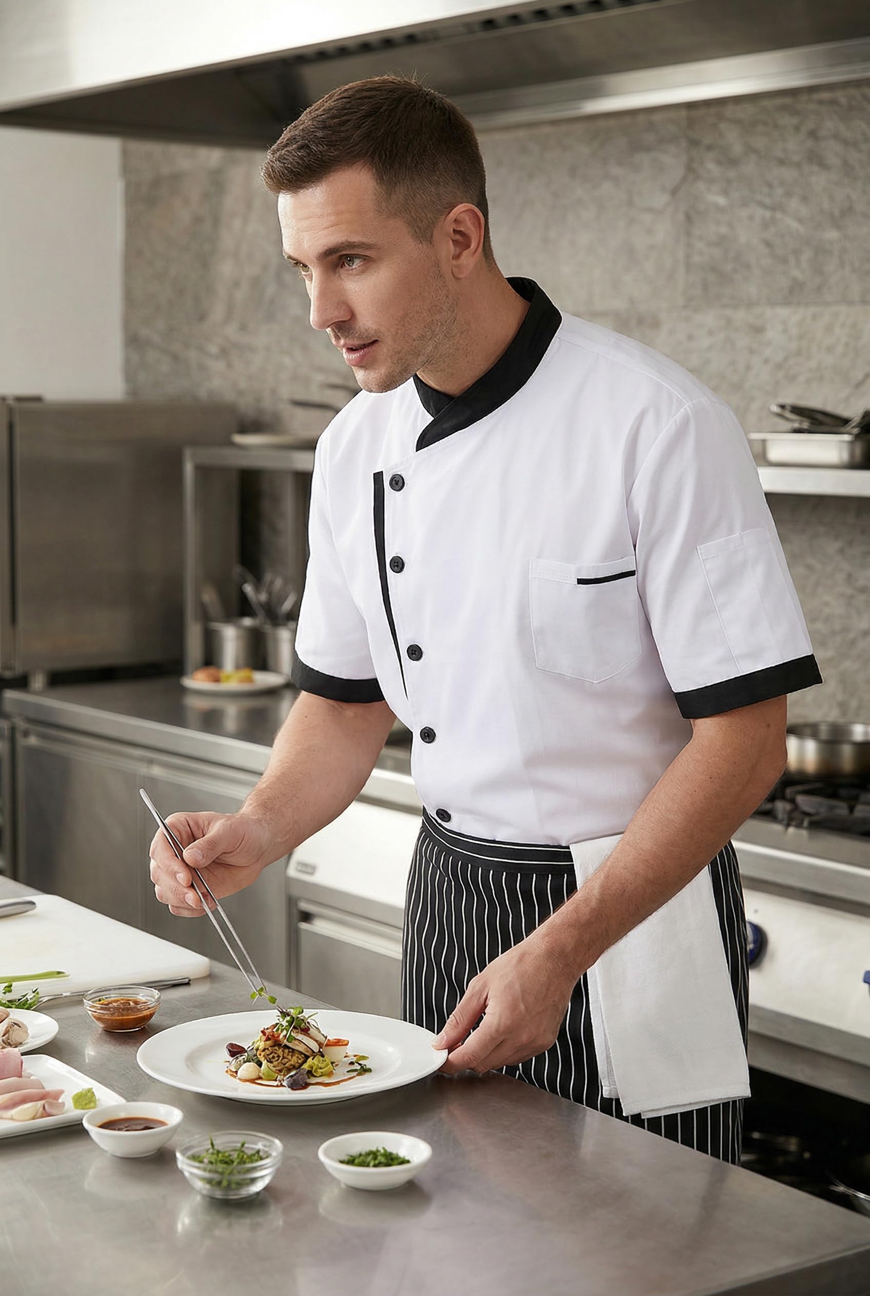 Nanxson Unisex Chef Jacket Men's Chef Coat Restaurant Kitchen Chef Uniform CFM0016
