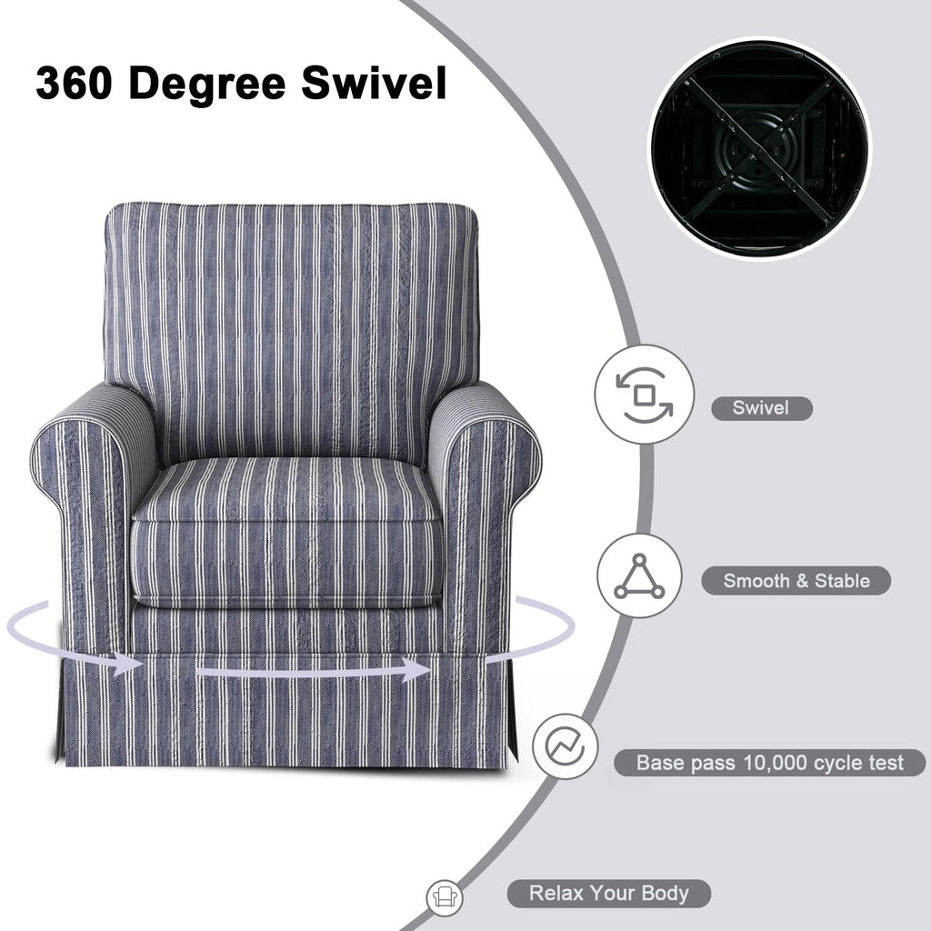 INZOY Swivel Accent Chair Linen Mid Century Modern Chair, Comfy Swivel Barrel Reading Chair, Upholstered Square Chair for Living Room Bedroom Small Spaces, Fully Assembled, Beige