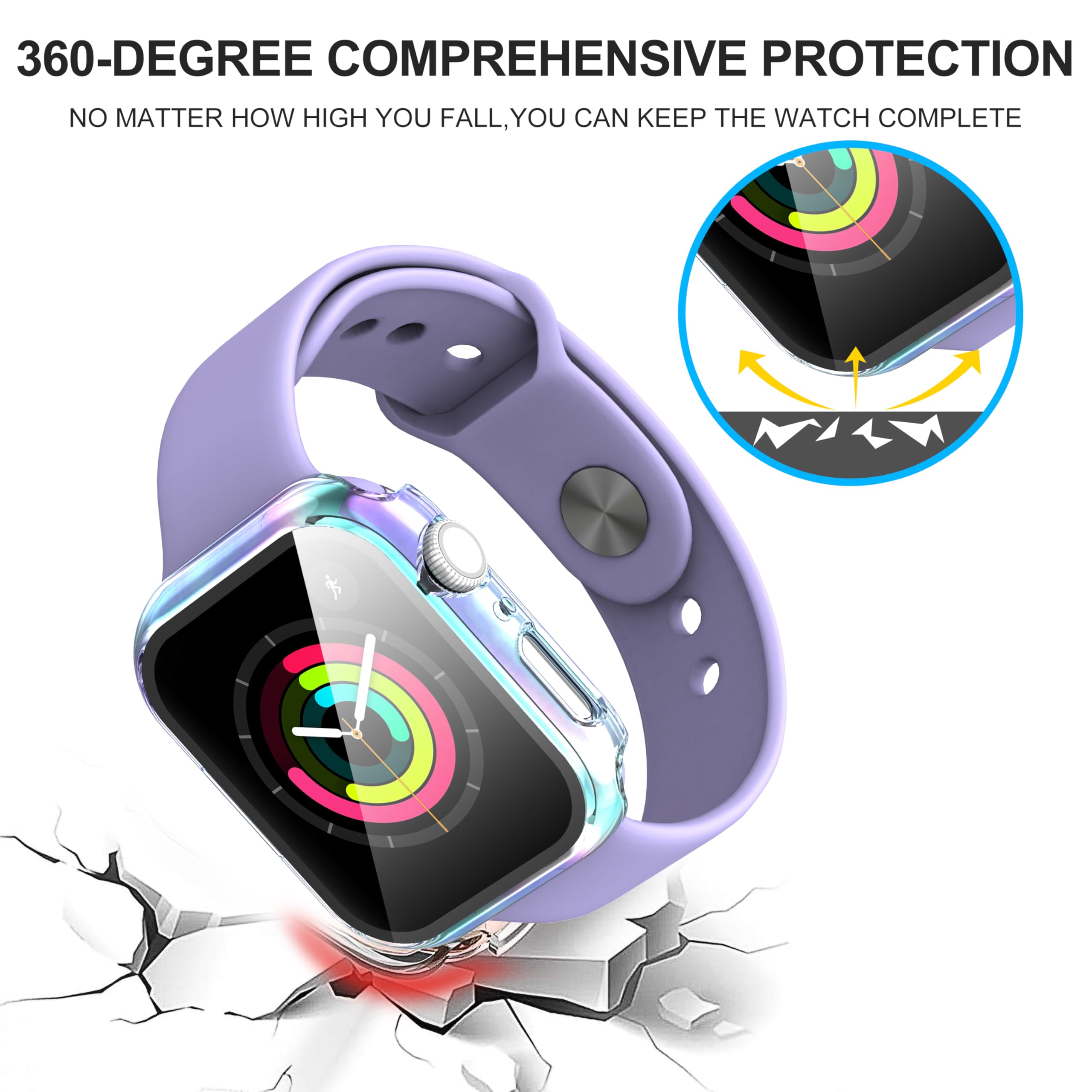 Diruite 2-Pack for Apple Watch Series 3/2/1 38mm Case, Ultra-Thin All-Around Tempered Glass Screen Protector Protection Cover for iWatch 38mm - Black