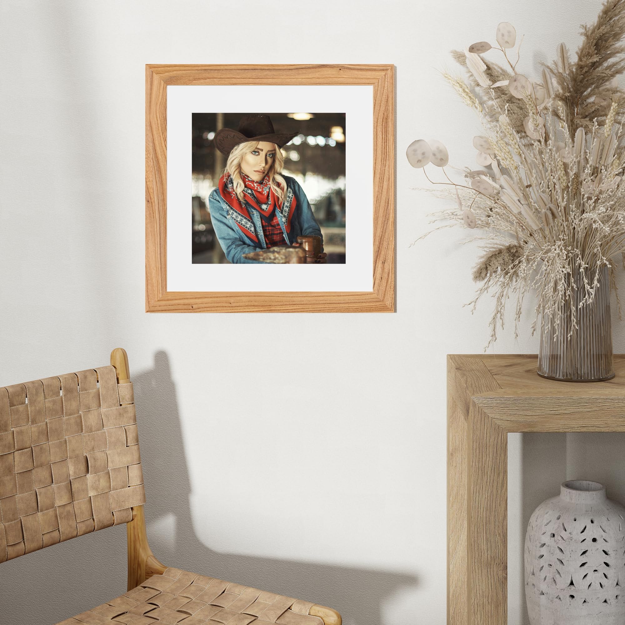 Fun Memories 5x7 Picture Frame with Mat for 4x6 Photo, Solid Elm Wood & Tempered Glass, Rustic Wall & Tabletop Display Frame, Grey, 1 Pack