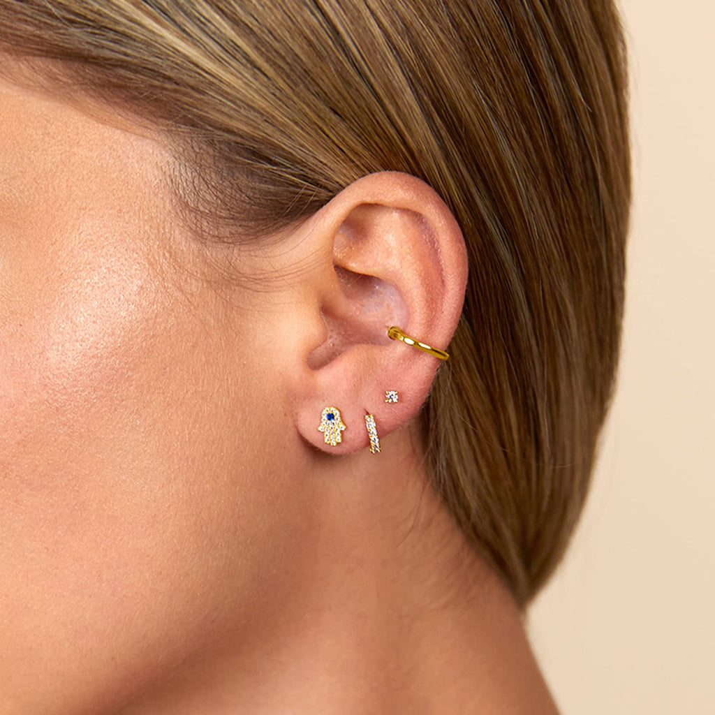 PAVOI 14K Gold Plated Flat Back Earrings | Solid 925 Sterling Silver Posts | Helix Cartilage Earrings for Women | Cubic Zirconia Stud Earrings | Trending Fashion Jewelry