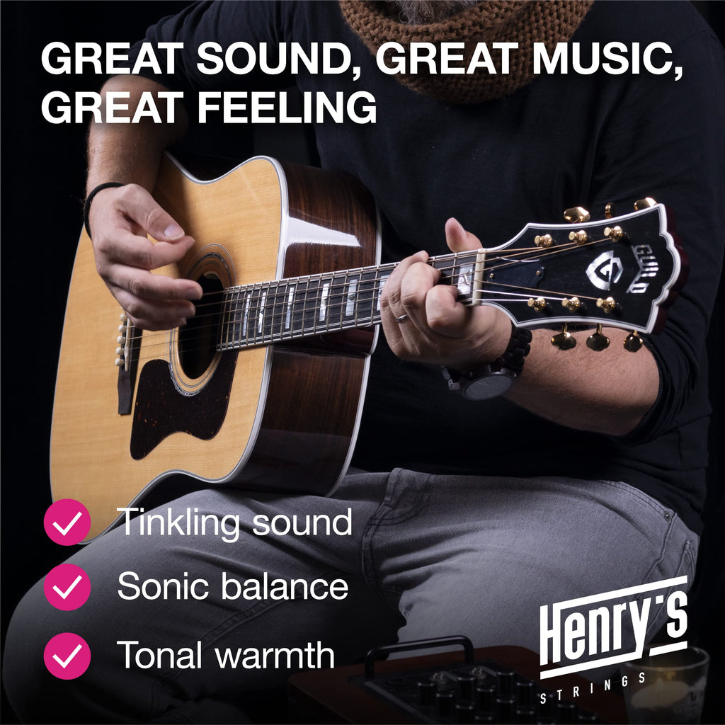 Light Acoustic Guitar Strings 10-47 - Brilliant Sound & Extra E1 String & 3xGuitar Picks - Phosphor Bronze Guitar Strings Acoustic - Acoustic Guitar Strings 6 String Set