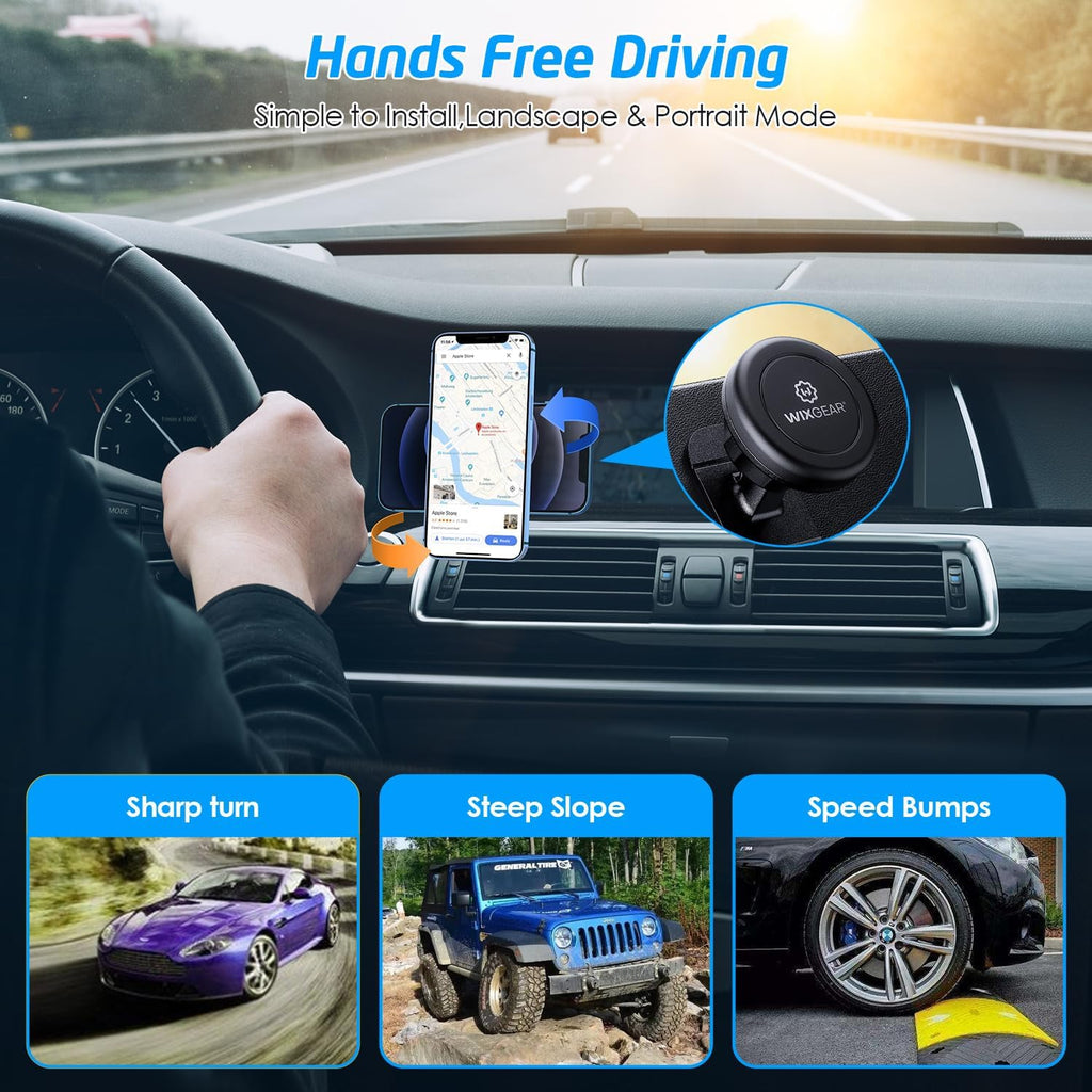 Magnetic Car Mount [2-Pack] - Universal Stick-On Dashboard Magnetic Phone Holder for Car, Strong Magnet Mount for Cell Phones & Mini Tablets with Swift-Snap Technology