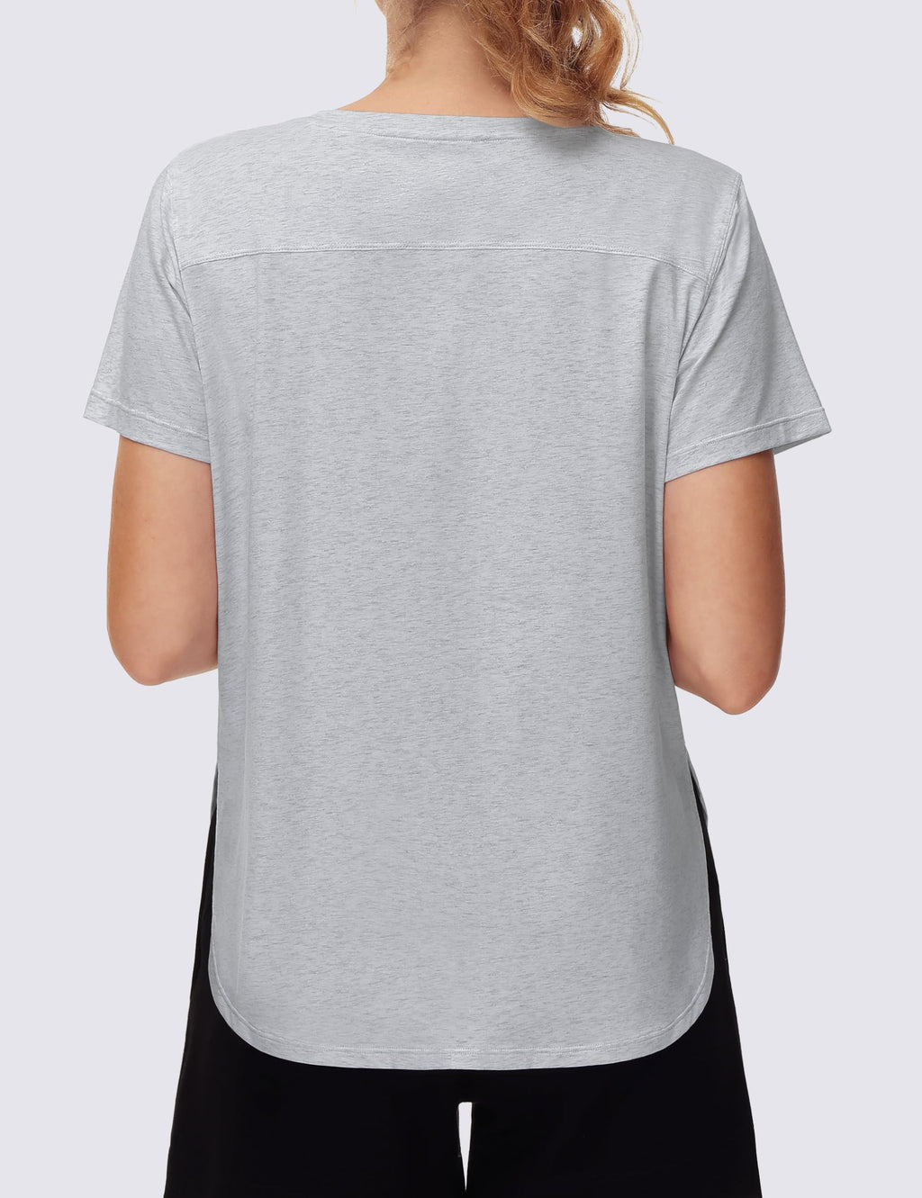 THE GYM PEOPLE Women's Workout T-Shirts Loose Fit Short Sleeve Cotton Running Basic Tee Tops with Split Hem