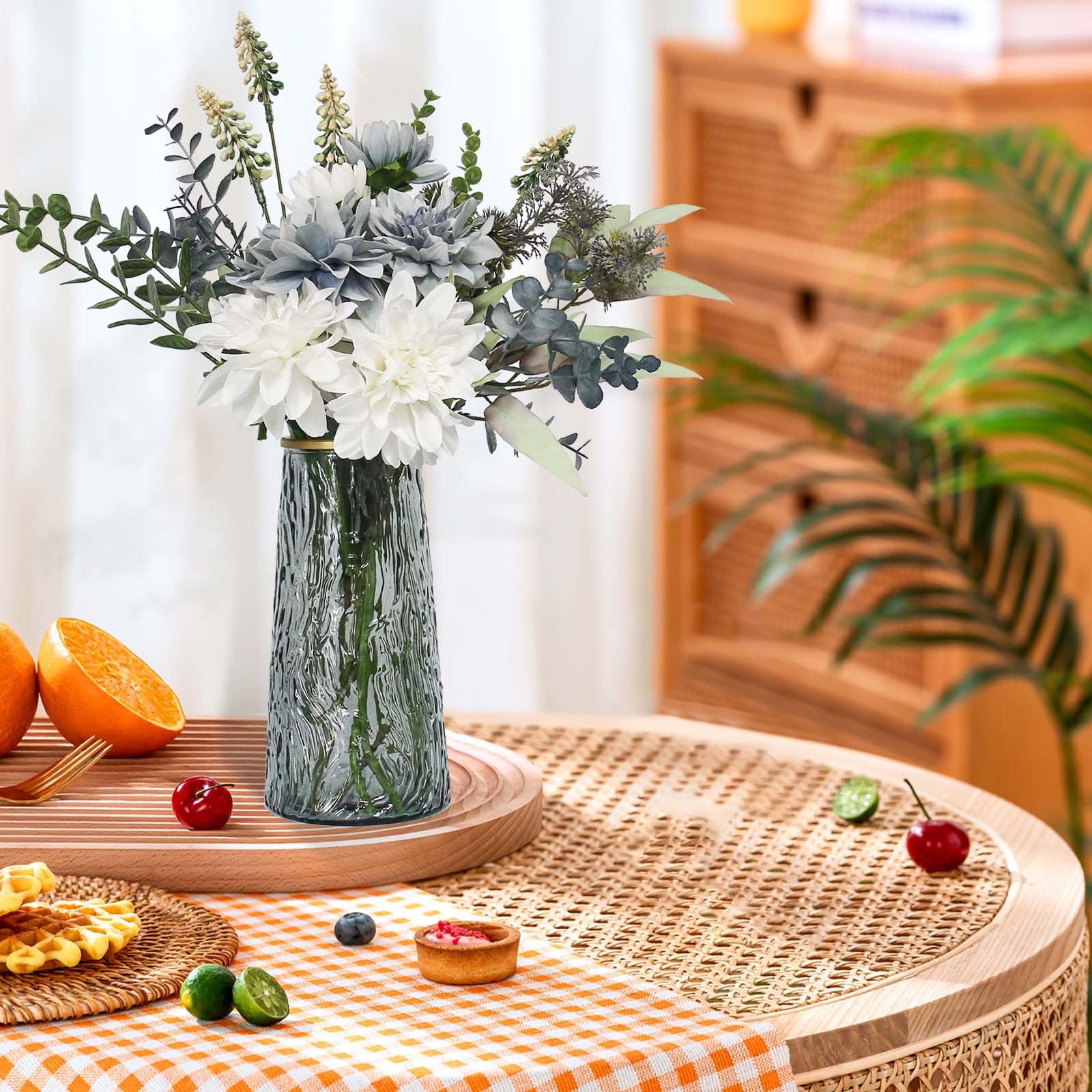 Leftover Fake Flowers in Vase,Faux Flowers in Vase,Table Centerpieces for Dining Room,Flower Centerpieces for Tables,Artificial Flowers,Kitchen Decor,Coffee Table Decor