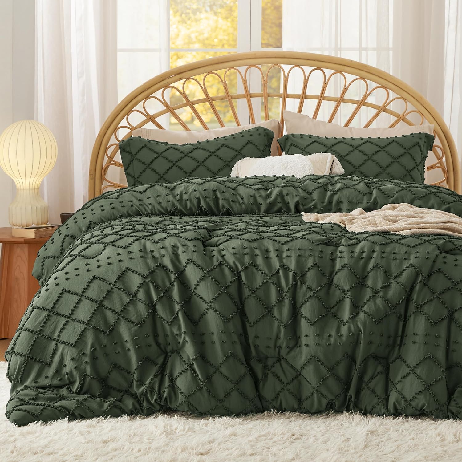 Bedsure Twin Comforter Set - White Boho Twin Comforter, Distressed Vintage Dorm Bedding Set for Kids, 2 Pieces Modern Farmhouse-Style Bed Set, Includes 1 Pillow Sham