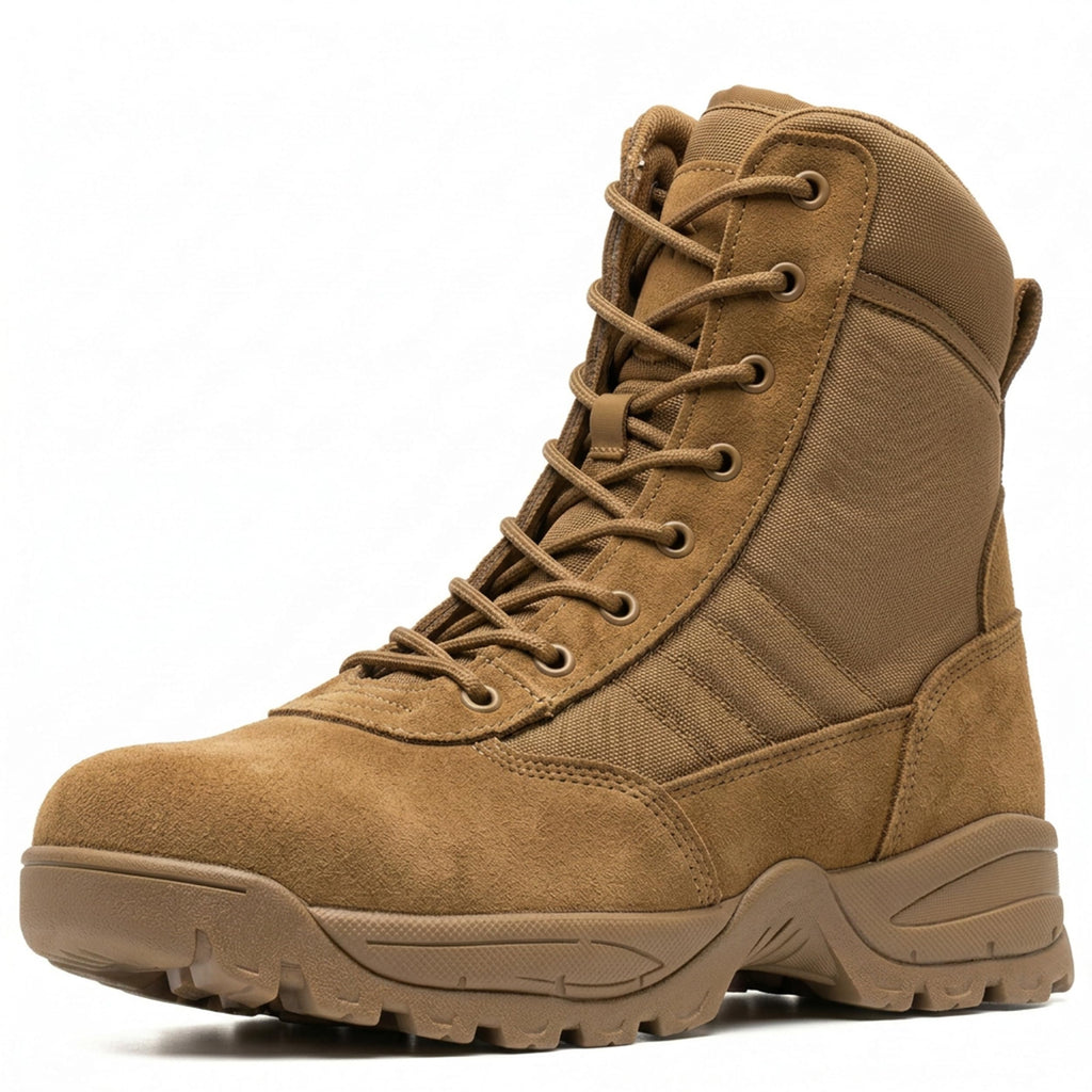 Men's Tactical Boots 8 Inch Side Zipper Military Combat Boots Leather Duty Work Boots for Men Police Motorcycle