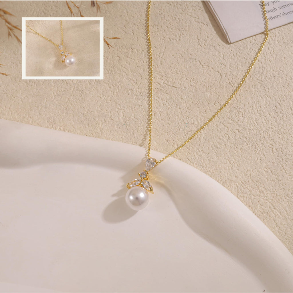 Pearl Necklace for Women Trendy,14k Gold Plated Necklace Dainty Wedding Necklace Small Cute Choker Necklace Gold Prom Drop Necklace Vintage Waterproof Jewelry for Women Prom Jewelry Fashion Gifts