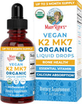 MARYRUTH'S USDA Organic Vitamin K2 MK7 Liquid Drops for Adults & Kids | Sourced from Natto | Menaquinone- 7 | Vegan K2 Vitamin for Bone Health & Calcium Absorption | 1oz | Up to 90 Servings
