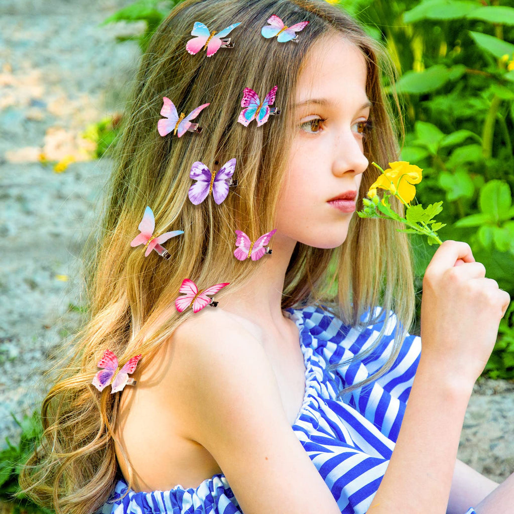 Boao 18 Pieces Glitter Butterfly Hair Clips for Girls Teens Women Hair Accessories (Bright Style)