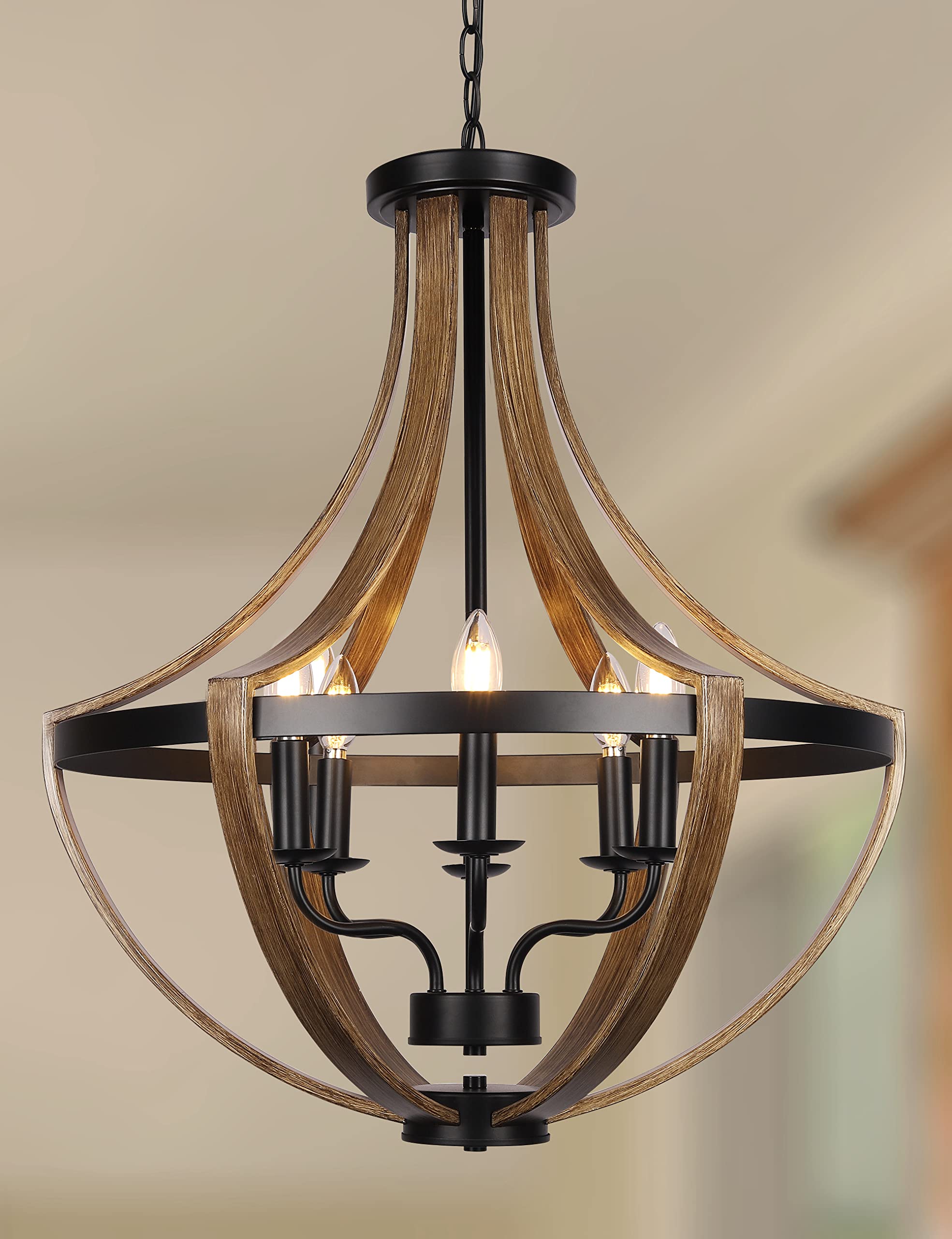 13.1" Modern Farmhouse Hanging Pendant Lighting, 4-Light Rustic Interior Flush Mount Ceiling Light Fixture, Vintage Chandelier for Hallway Foyer Dining Room Entryway Kitchen Island Bedroom