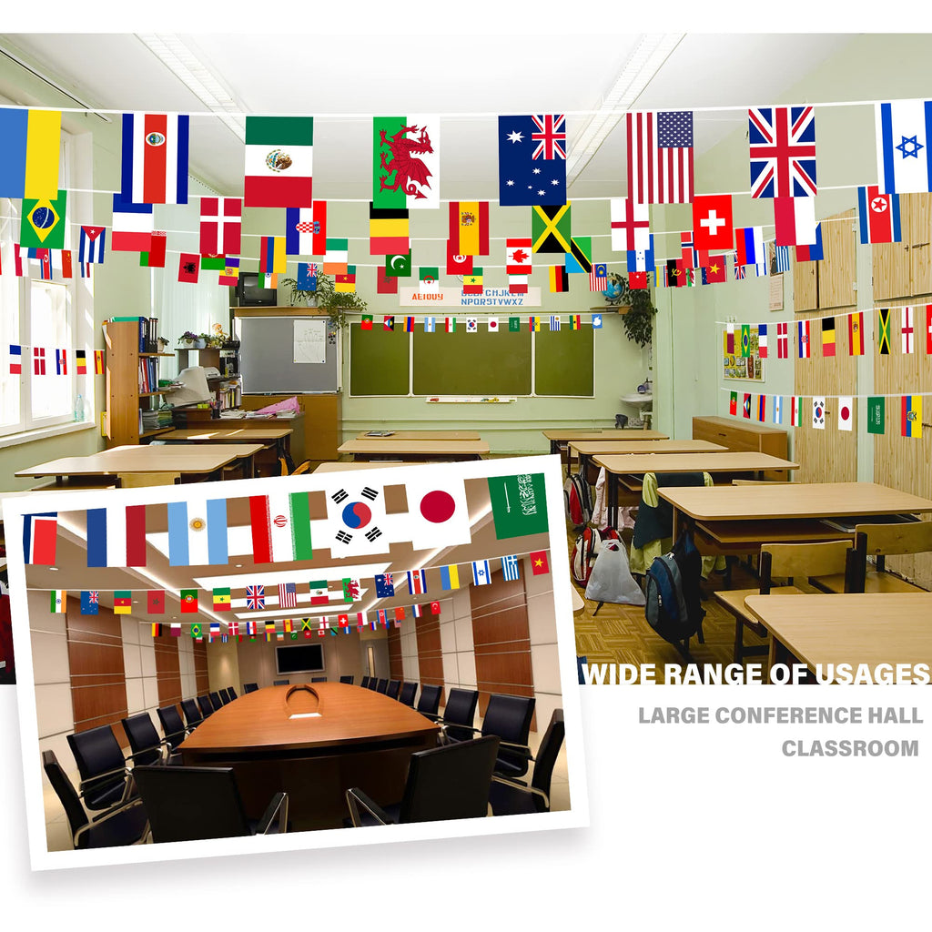 100 Countries String Flag, 82 ft International Flags Bunting Banner, World Flag Banner Decoration for World Cup Party, School, Sports Game Events, Grand Opening, Classroom