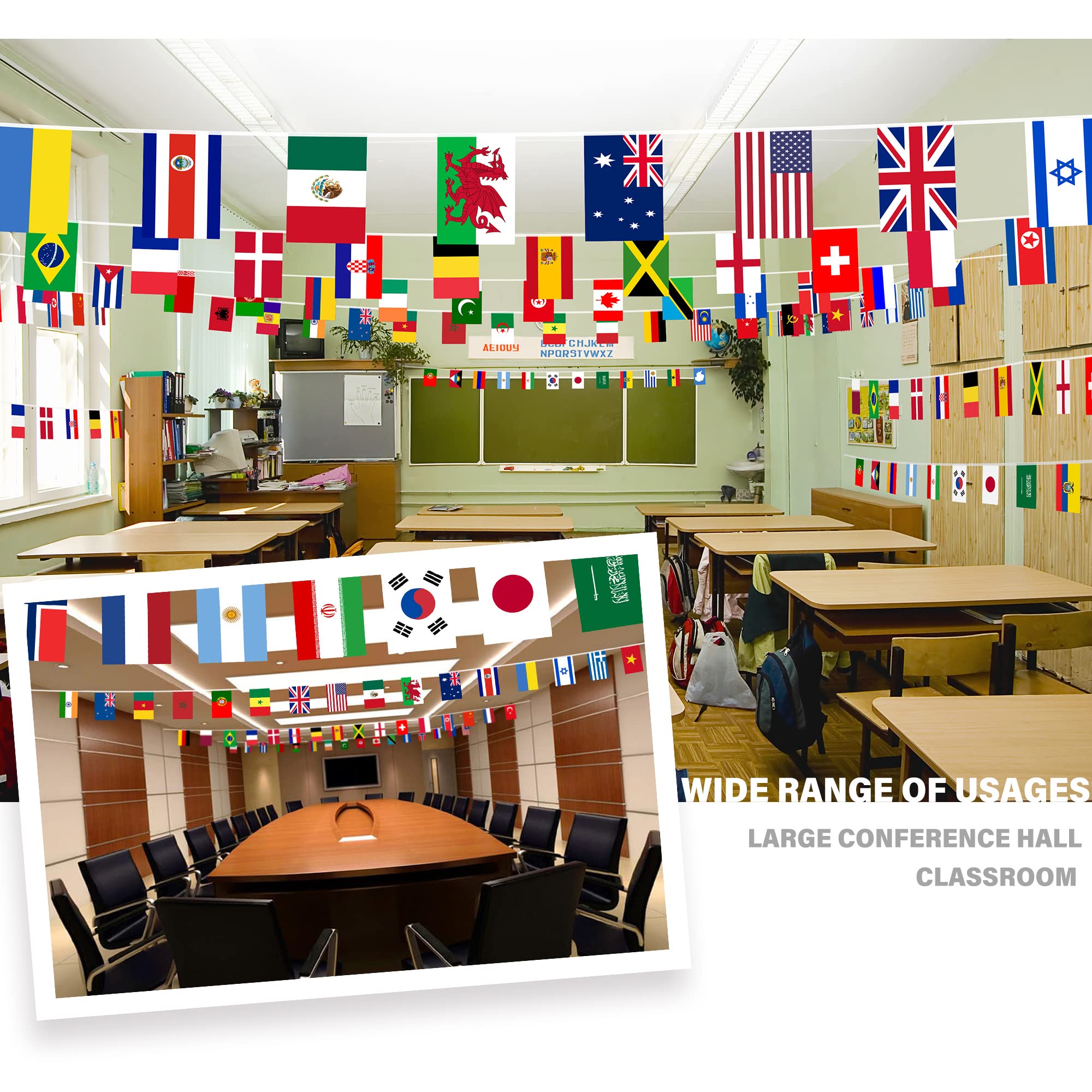 100 Countries String Flag, 82 ft International Flags Bunting Banner, World Flag Banner Decoration for World Cup Party, School, Sports Game Events, Grand Opening, Classroom