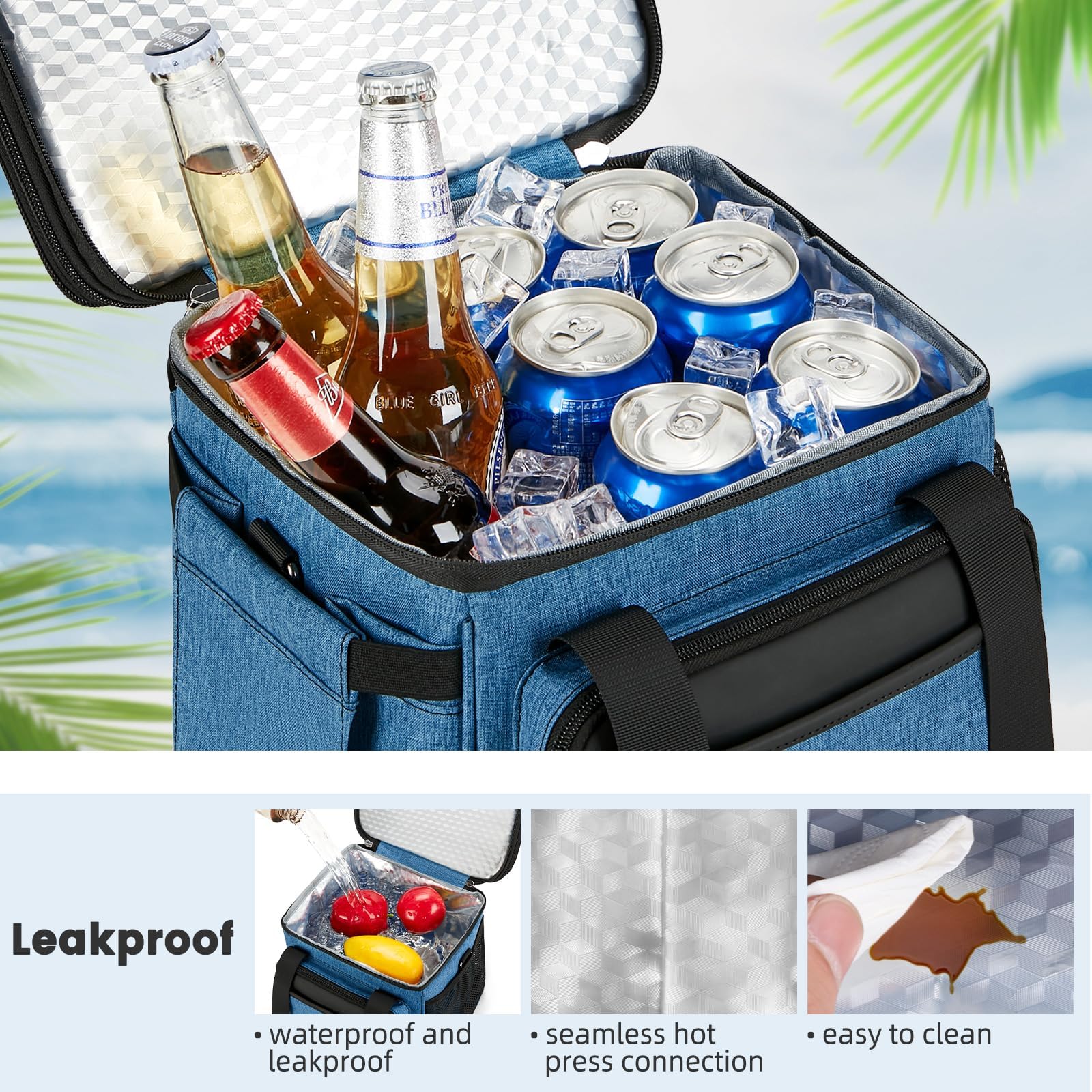 holuxer Insulated Lunch Bag & Lunch Box for Men - Double Deck Reusable Lunch Bag for Women Tote Cooler Bag Leakproof Soft Expandable - Large Lunchbox for Work/Adult/Picnic/Outdoor (Black，15L)
