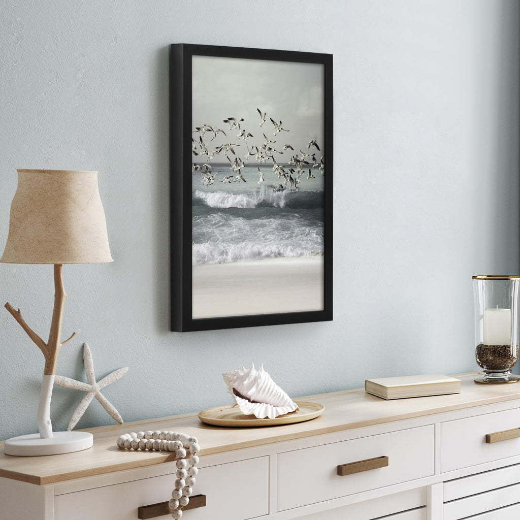 Americanflat 5x7 Picture Frame with Shatter-Resistant Glass - Soho Collection - Gallery Style Deep Molding Picture Frames for Tabletop and Wall Display - Black