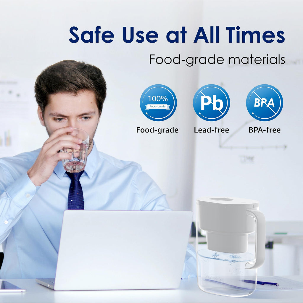 Waterdrop PT-07B Water Filter Pitcher, 10-Cup, NSF Certified Water Filter Pitcher, 200-Gallon Long-Life Filter, Reduces PFOA/PFOS and Chlorine, 5X Longer Filter Life, Blue