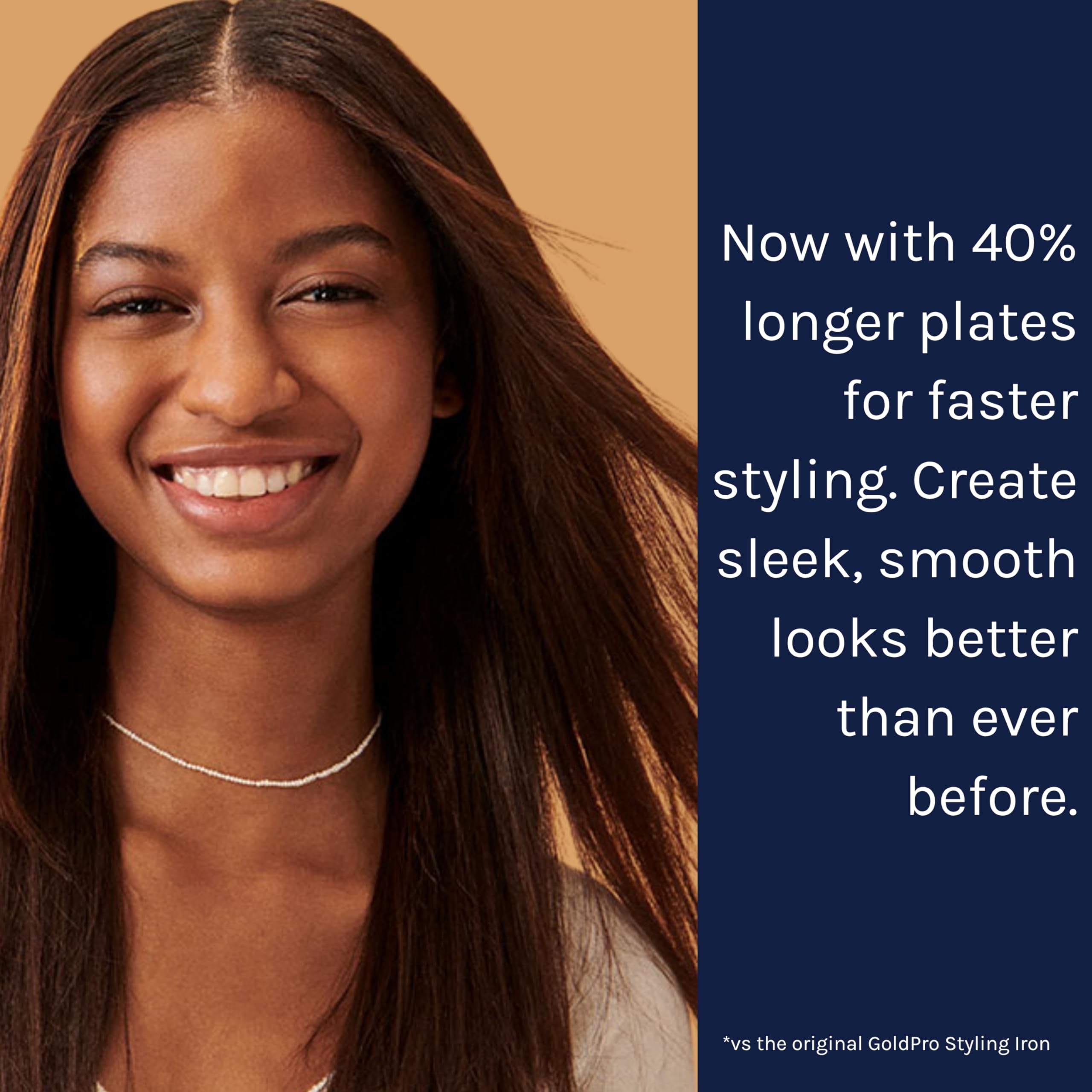Bio Ionic GoldPro Hair Straightener, Blue, Moisturizing Heat Technology & 24K Gold MX, Hair Straightening Iron for Sleek Styles & Flat Iron Curls, 40% Longer Plates, Adjustable Heat