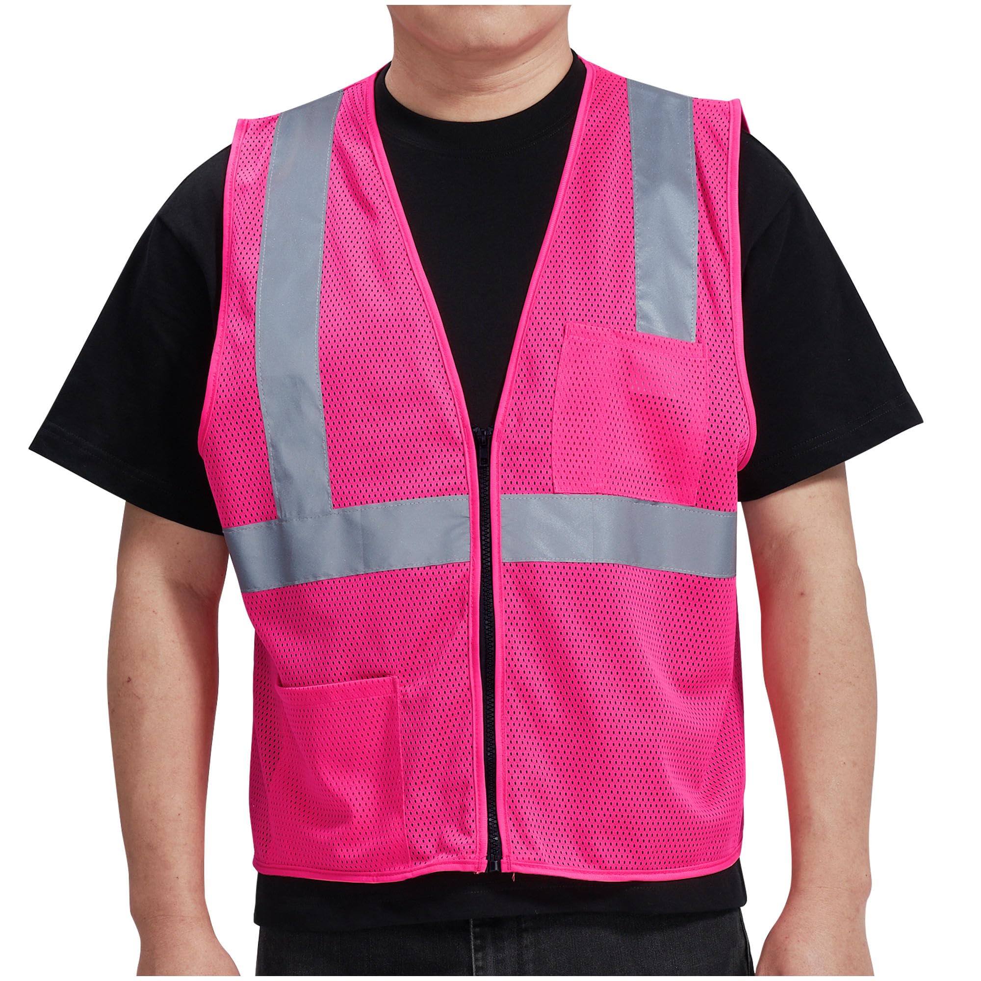 AYKRM 2 Pocket Mesh High Visibility Reflective Safety Vest for men & Women ANSI/ISEA 107 Standards