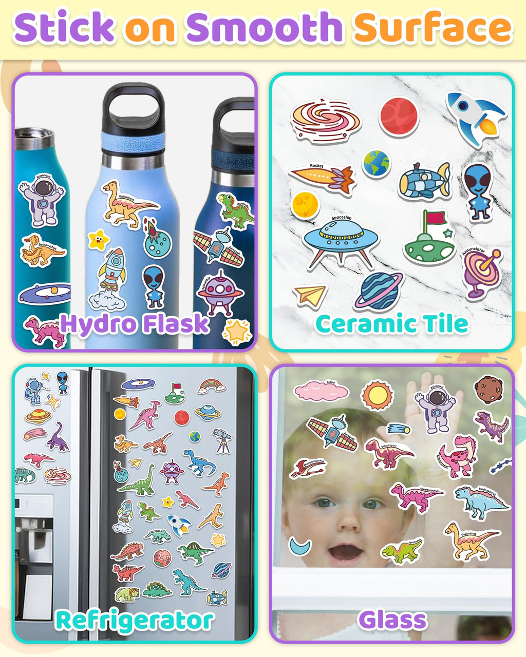 Benresive Reusable Sticker Book for Toddlers, Stickers for Kids, Travel Toys for Arts & Crafts Activities, Birthday Gift for Boys & Girls, Animals Dinosaurs Insects Themes