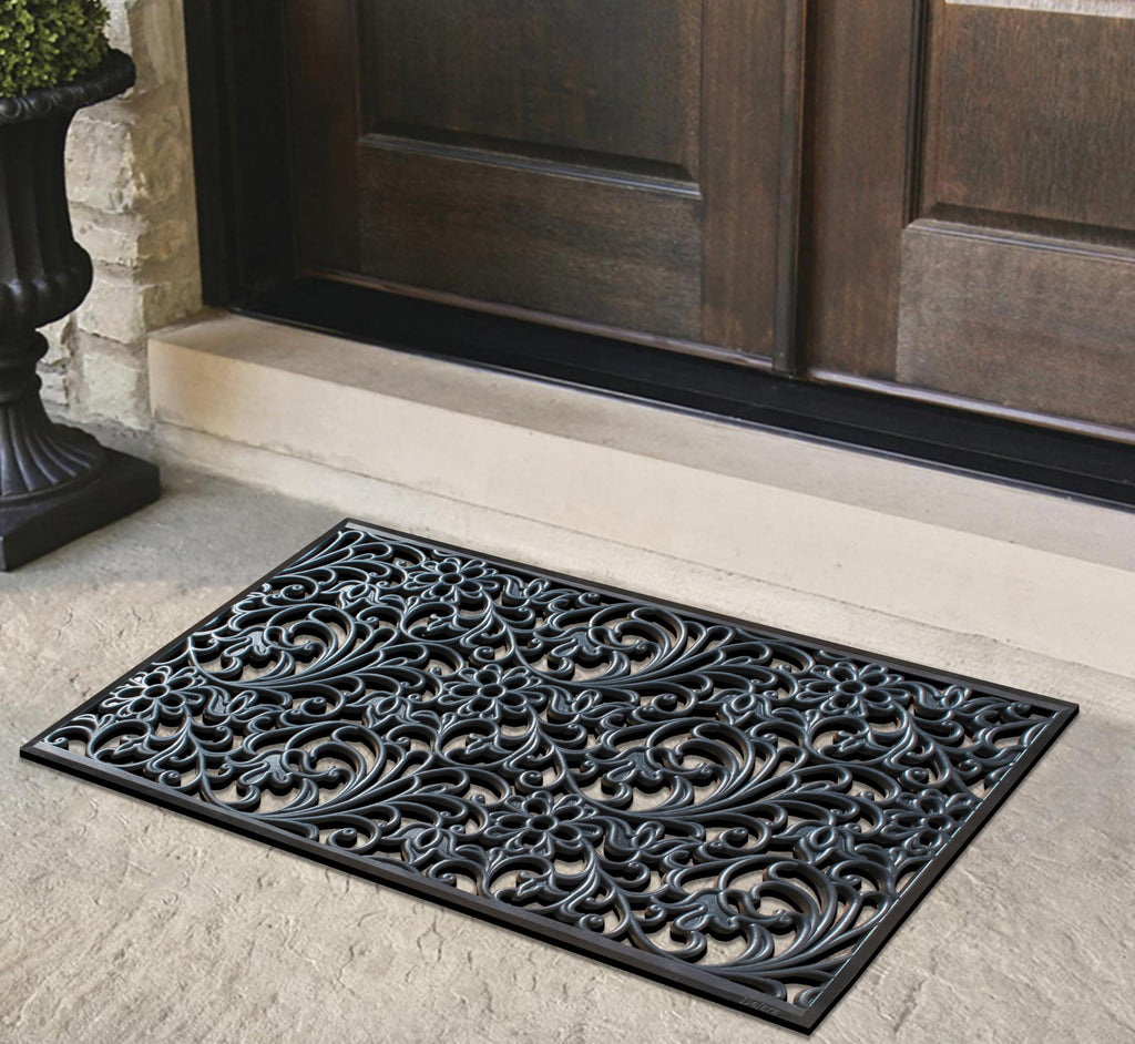 A1 Home Collections 19-LB Heavy Duty Rubber Doormat 24"×57" - Won't Blow Away | Outside Front Door Mat, Mud Dirt Scraper, Non-Slip Drainage Mat for Entryway Patio Garage, All-Weather, 100% Rubber Mats