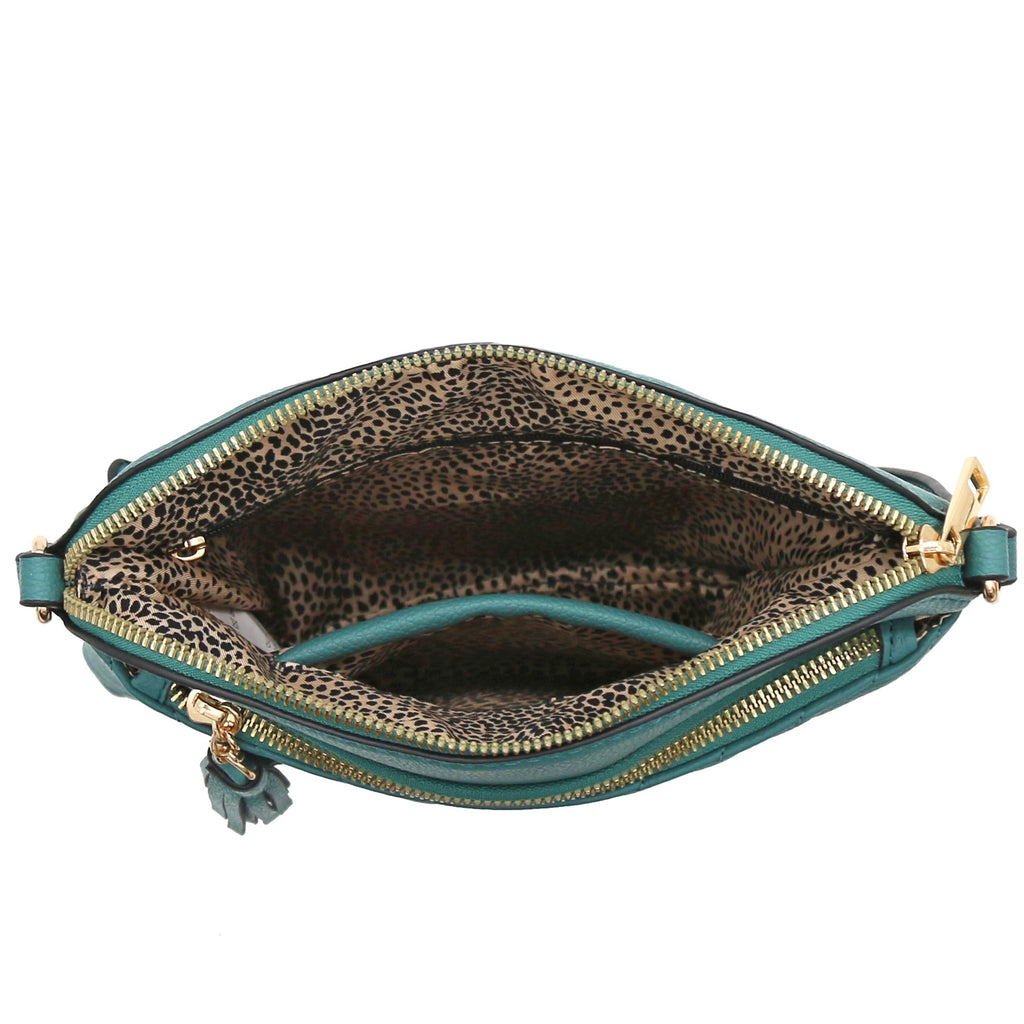 FashionPuzzle Chevron Quilted Medium Crossbody Bag with Tassel Accent