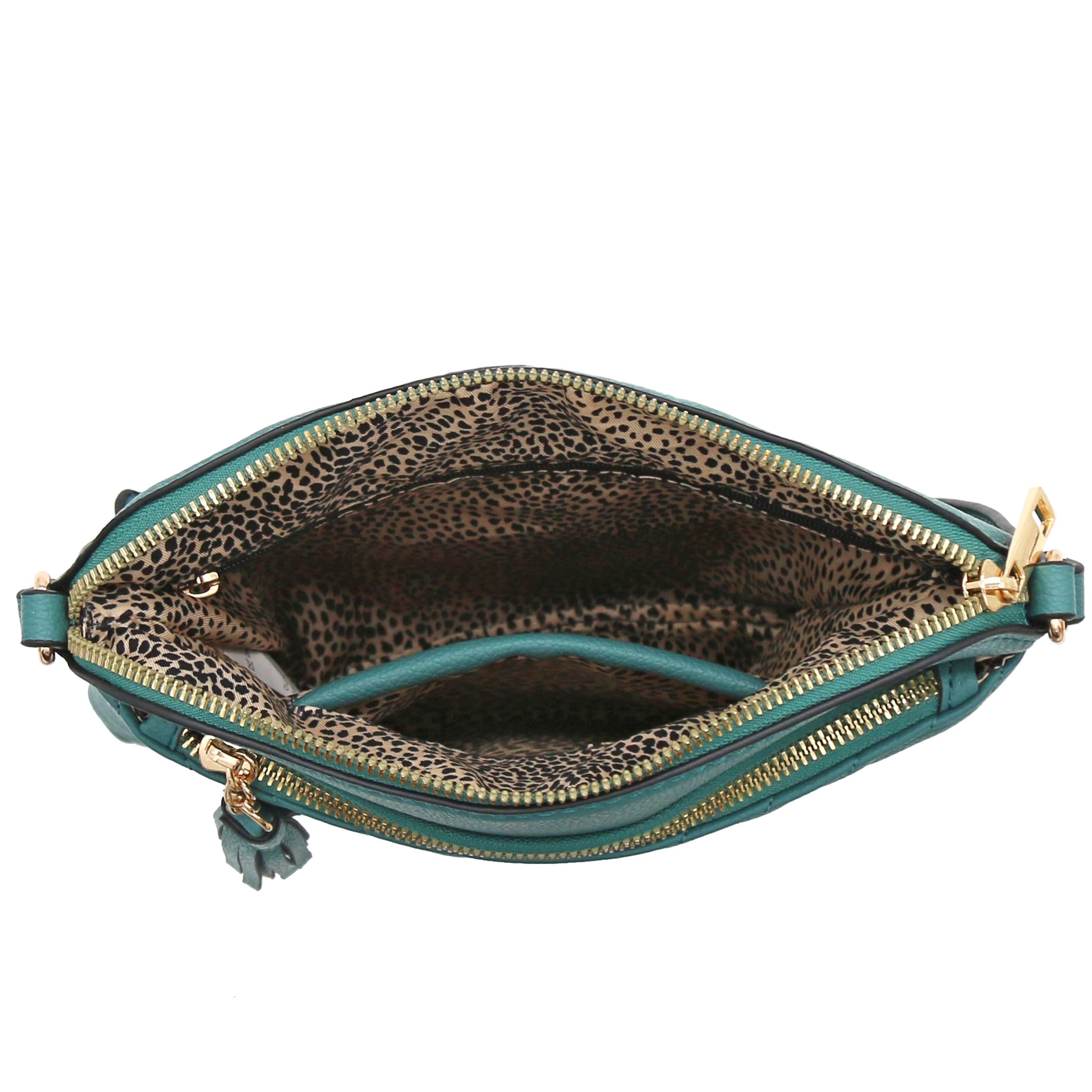 FashionPuzzle Chevron Quilted Medium Crossbody Bag with Tassel Accent