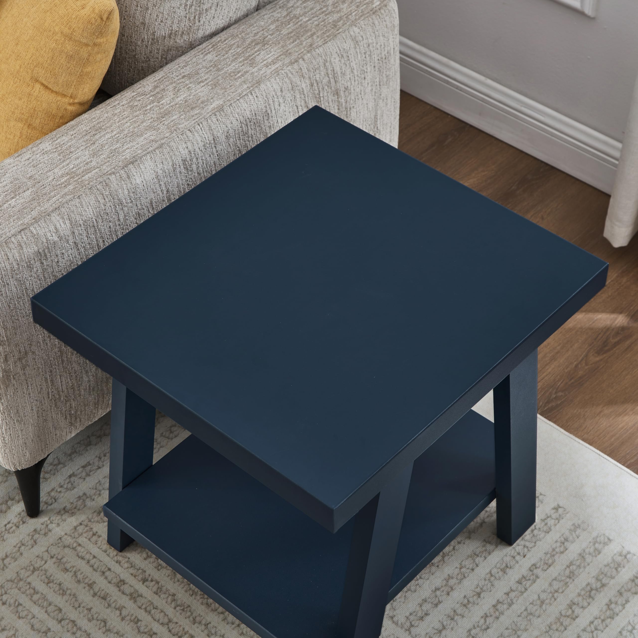 Roundhill Furniture Athens Contemporary Replicated Wood Shelf End Table in Black Finish