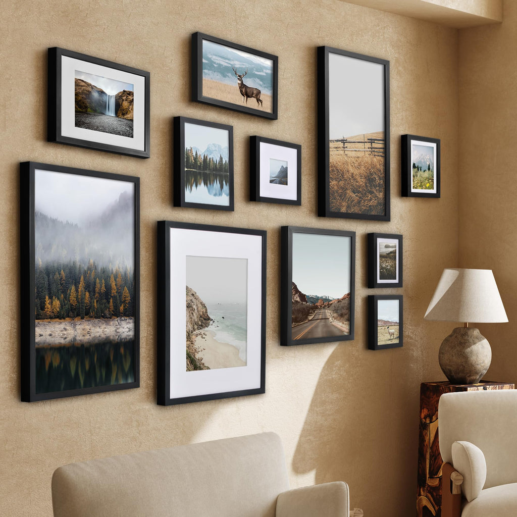 Americanflat 5x7 Picture Frame with Shatter-Resistant Glass - Soho Collection - Gallery Style Deep Molding Picture Frames for Tabletop and Wall Display - Black