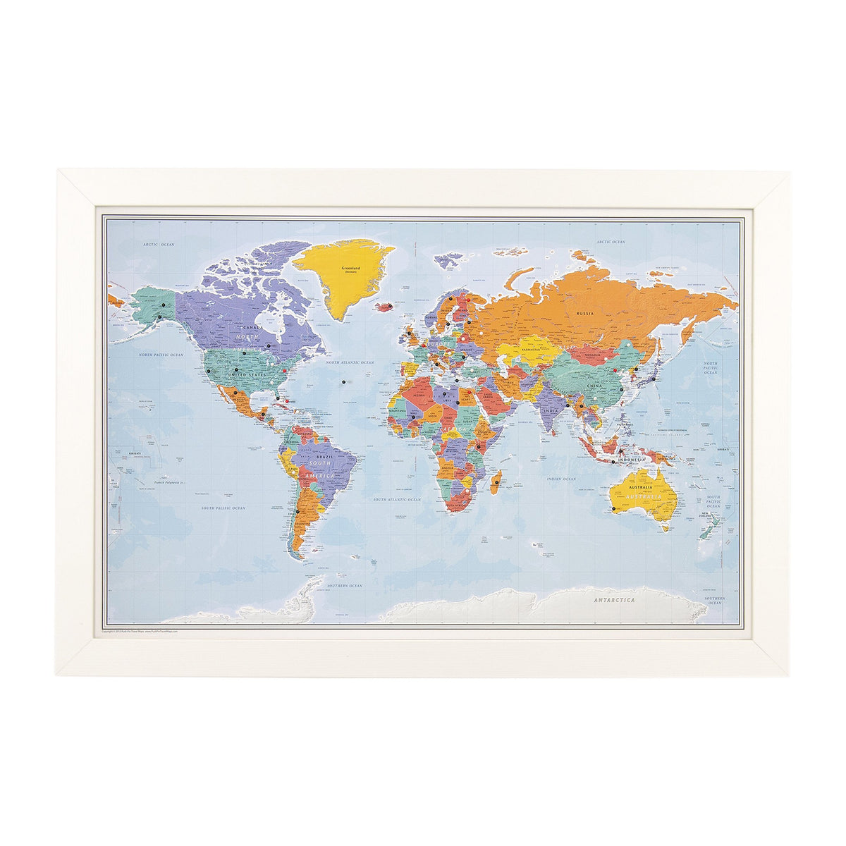 Personalized Canvas Rolled Poster World Map Wall Art with Pins – Large 24" x 36" Blue Oceans Map of the World – Push Pin Travel Decor for Home or Office
