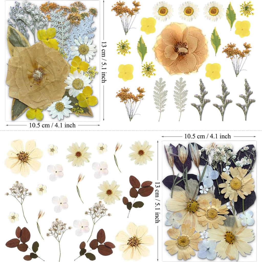 MIKIYA 98Pcs Pressed Dried Flowers for Resin Molds, Real Natural Bulk Big Dry Floral Leave for DIY Art Crafts, Epoxy Jewelry, Candle, Soap Making, Nails Decors