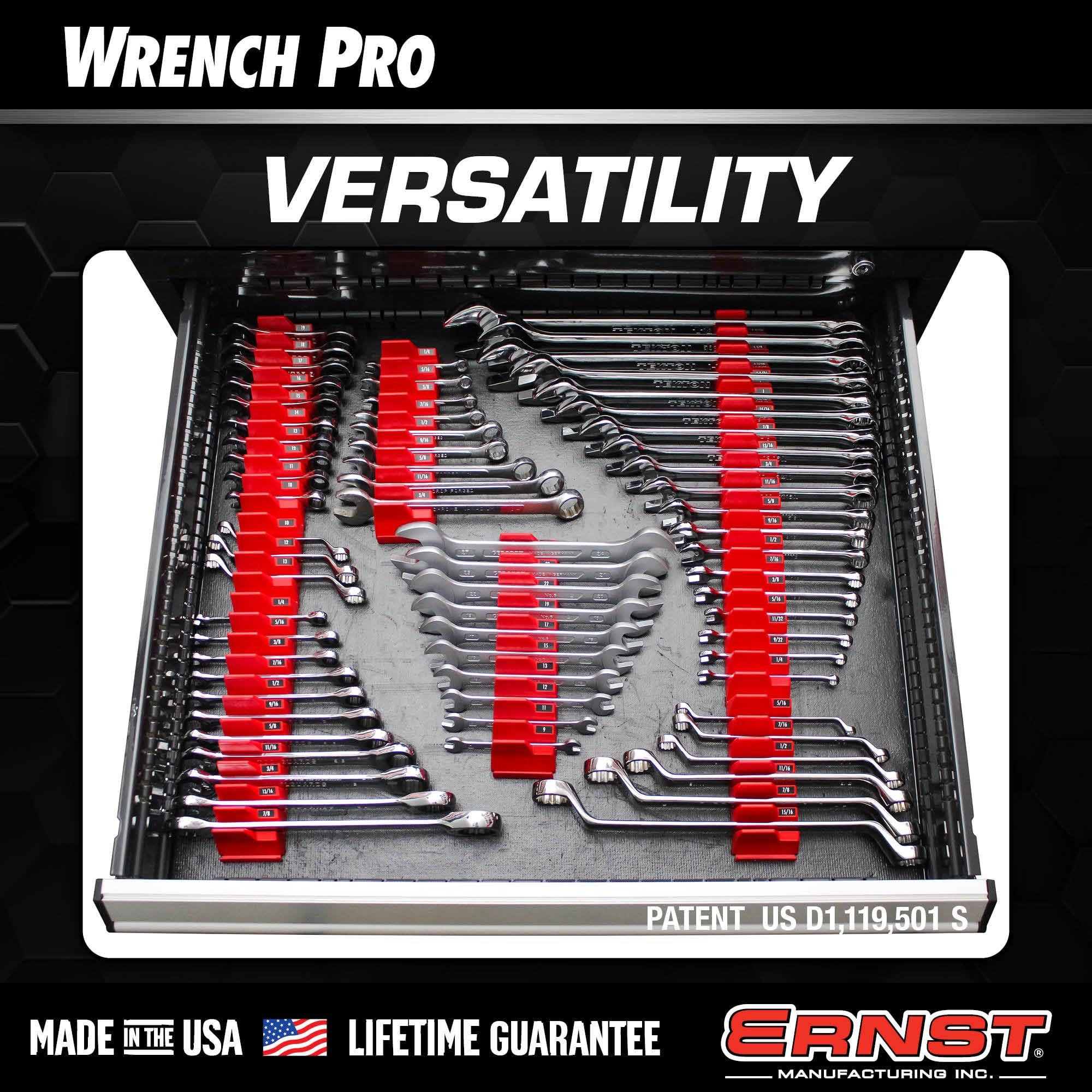 Ernst Manufacturing Wrench Pro - Modular Wrench Organizer for 40 Tools with Magnetic Base (Patented) - Made in the USA