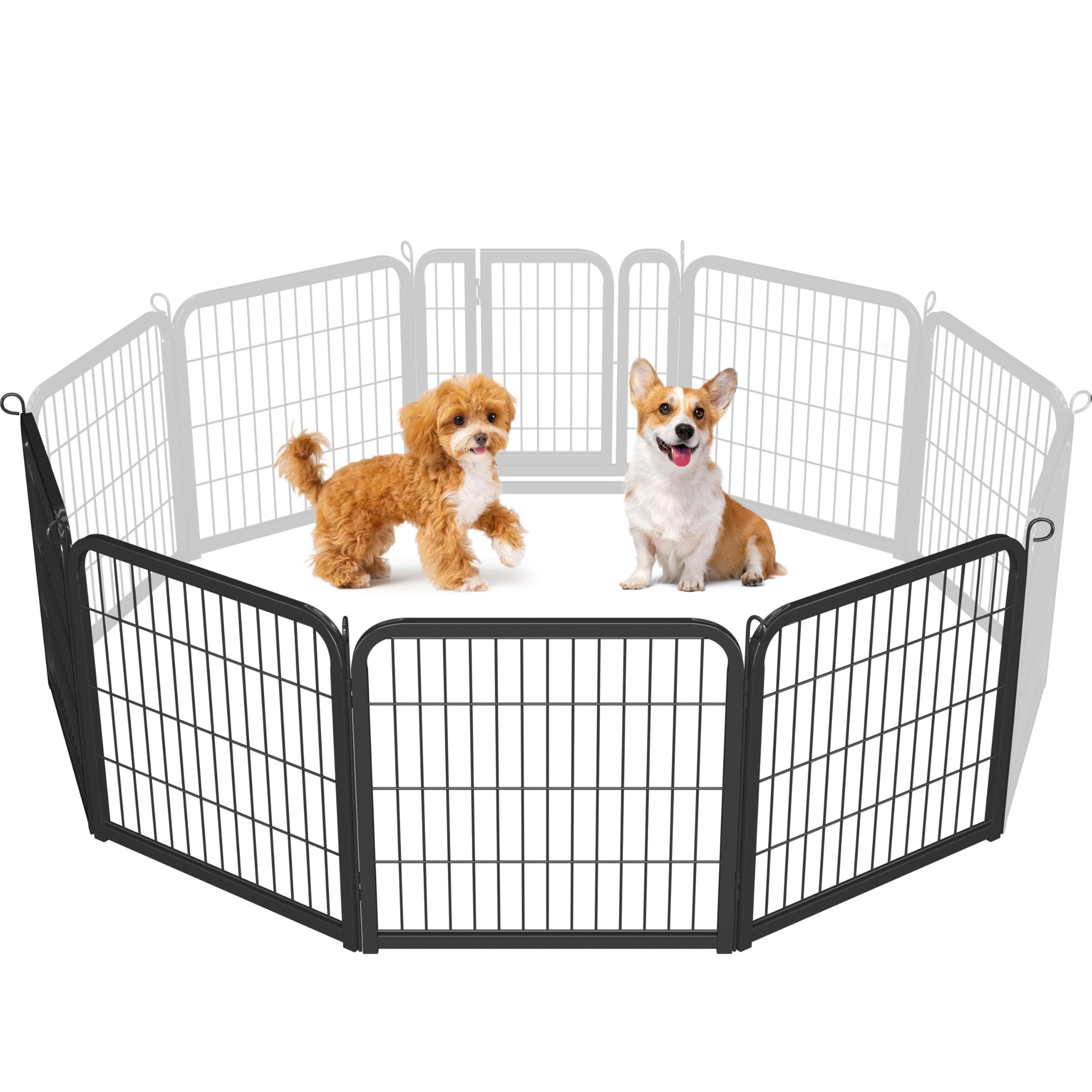 Yaheetech Dog Playpen, 24 inch 2 Panels Dog Pen for Indoor Heavy Duty Puppy Exercise Pen Metal Pet Fence for RV Camping/Yard/Garden