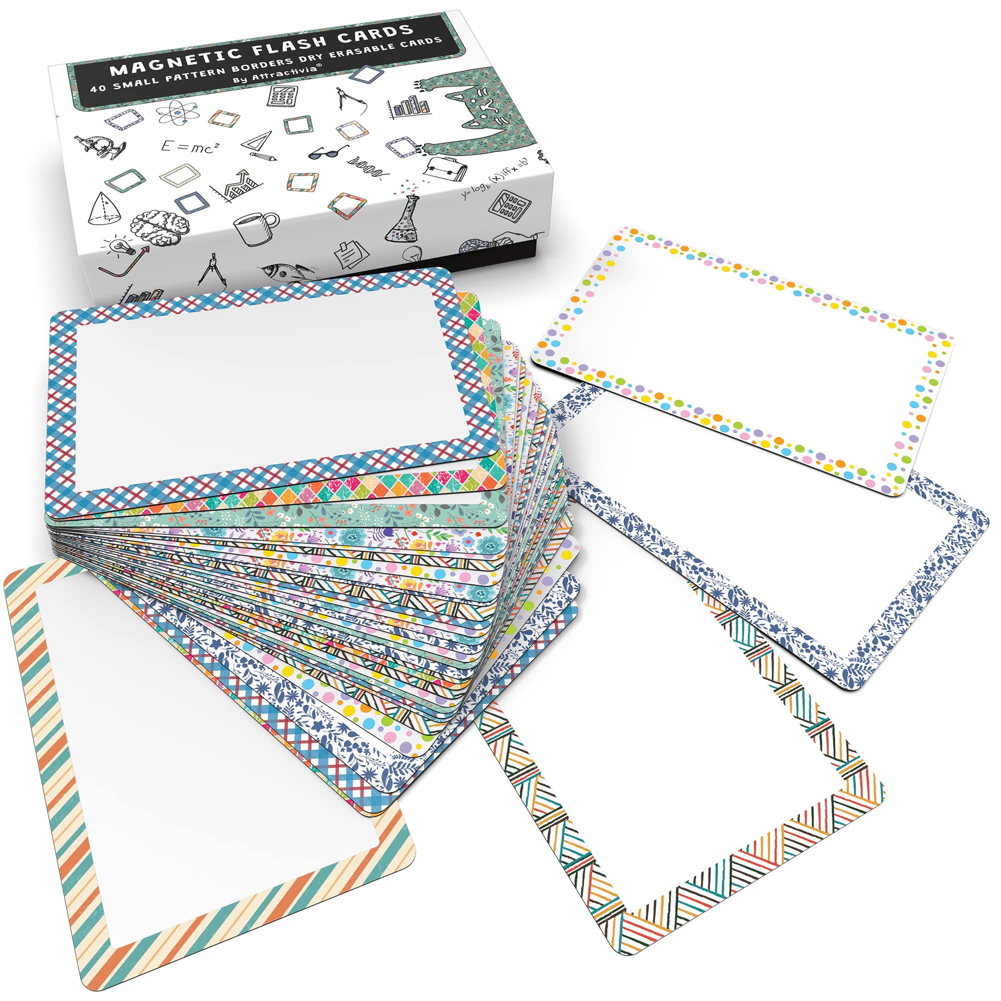 Attractivia Dry Erase Magnetic Labels 2.8 x 1.2 in, Color Borders, Dry Erase Magnets, 60-Pack, White Erasable Write-On All-Purpose Labels, for Office, Education, Home, Whiteboard, Magnetic Name Tags