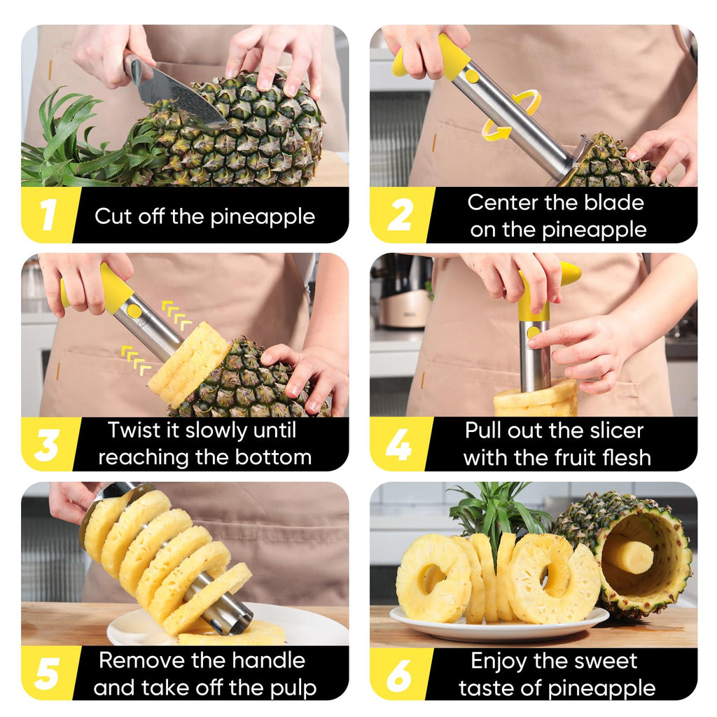 Pineapple Corer, [Upgraded, Reinforced, Thicker Blade] Newness Premium Pineapple Corer Remover, Stainless Steel Pineapple Core Remover Tool for Home & Kitchen with Sharp Blade for Diced Fruit Rings