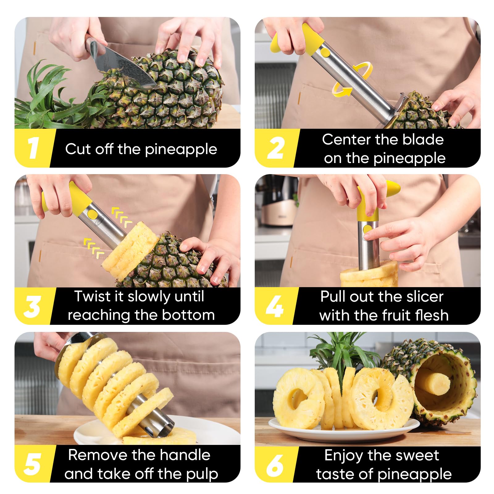 Pineapple Corer, [Upgraded, Reinforced, Thicker Blade] Newness Premium Pineapple Corer Remover, Stainless Steel Pineapple Core Remover Tool for Home & Kitchen with Sharp Blade for Diced Fruit Rings