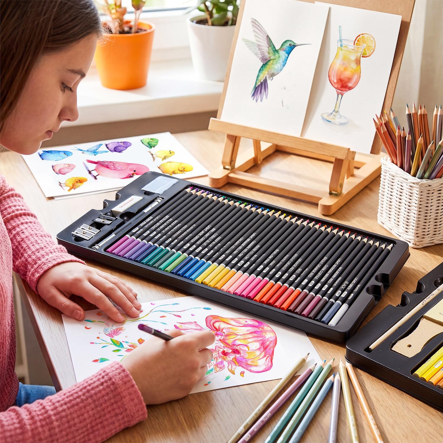 Shuttle Art 103 PCS Drawing Kit, Professional Drawing Supplies with Sketch, Charcoal, Colored, Graphite, Pastel Pencils & Sticks, Complete Drawing Tools and Paper Pads in Zipper Case for Artists&Kids