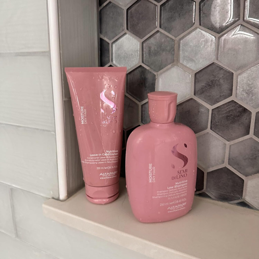ALFAPARF MILANO Semi di Lino Moisture Nutritive Shampoo and Conditioner Set for Dry Hair - Sulfate Free Moisturizing Shampoo and Conditioner - Safe on Color Treated Hair - Adds Shine and Softness
