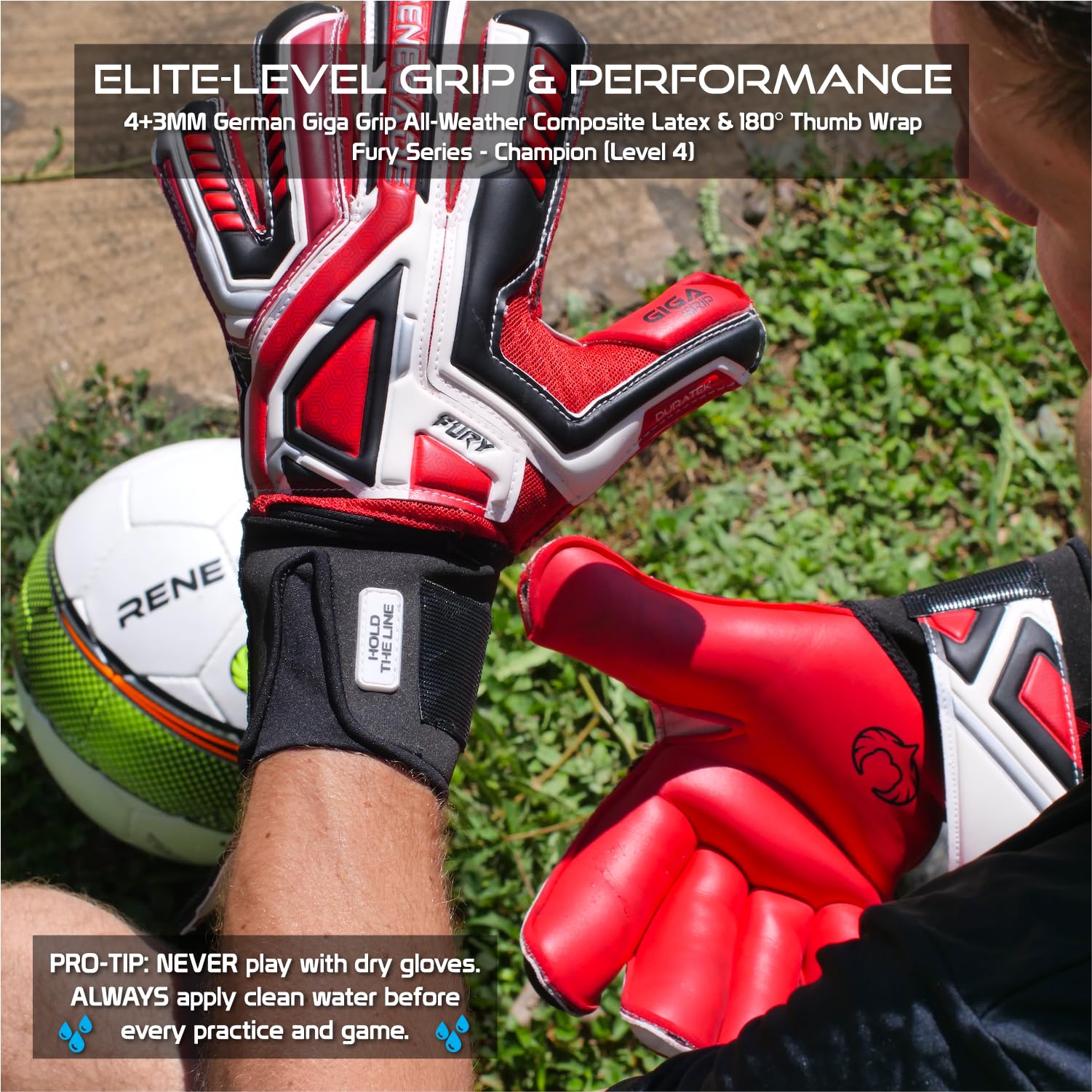 Renegade GK Fury Goalie Gloves with Microbe-Guard - Adult, Youth, Kids (Sizes 6-11) Pro-Tek Fingersaves & 4+3MM Giga Grip | High Performance Pro-Level Goalkeeper Glove | Based in USA
