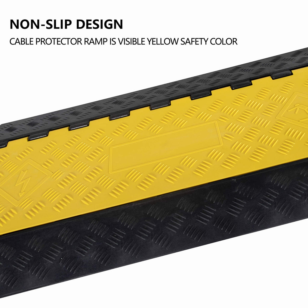 4 Pack Rubber Cable Ramp Hose Cable Protector Ramp 1 Channel 11000Lbs Load Capacity Traffic Speed Bump Wires Power Lines Extension Cord Cover for Indoor Outdoor