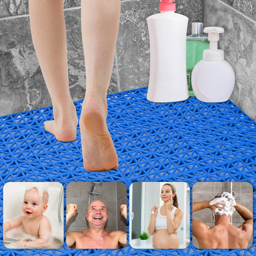 ToLanbbt Modular Interlocking Cushion 8P 11.8" x 11.8" Interlocking Rubber Floor Drain Holes Non-Slip Splicing Drainage Mats for Deck, Shower, Kitchen, Drain Pool, Sauna Bath, Indoor Outdoor (Black)