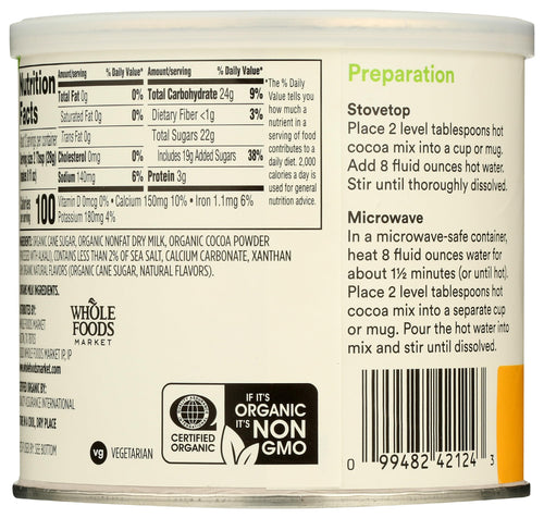 365 by Whole Foods Market, Organic Hot Cocoa, Rich Chocolate Flavor Mix, 12 Ounce