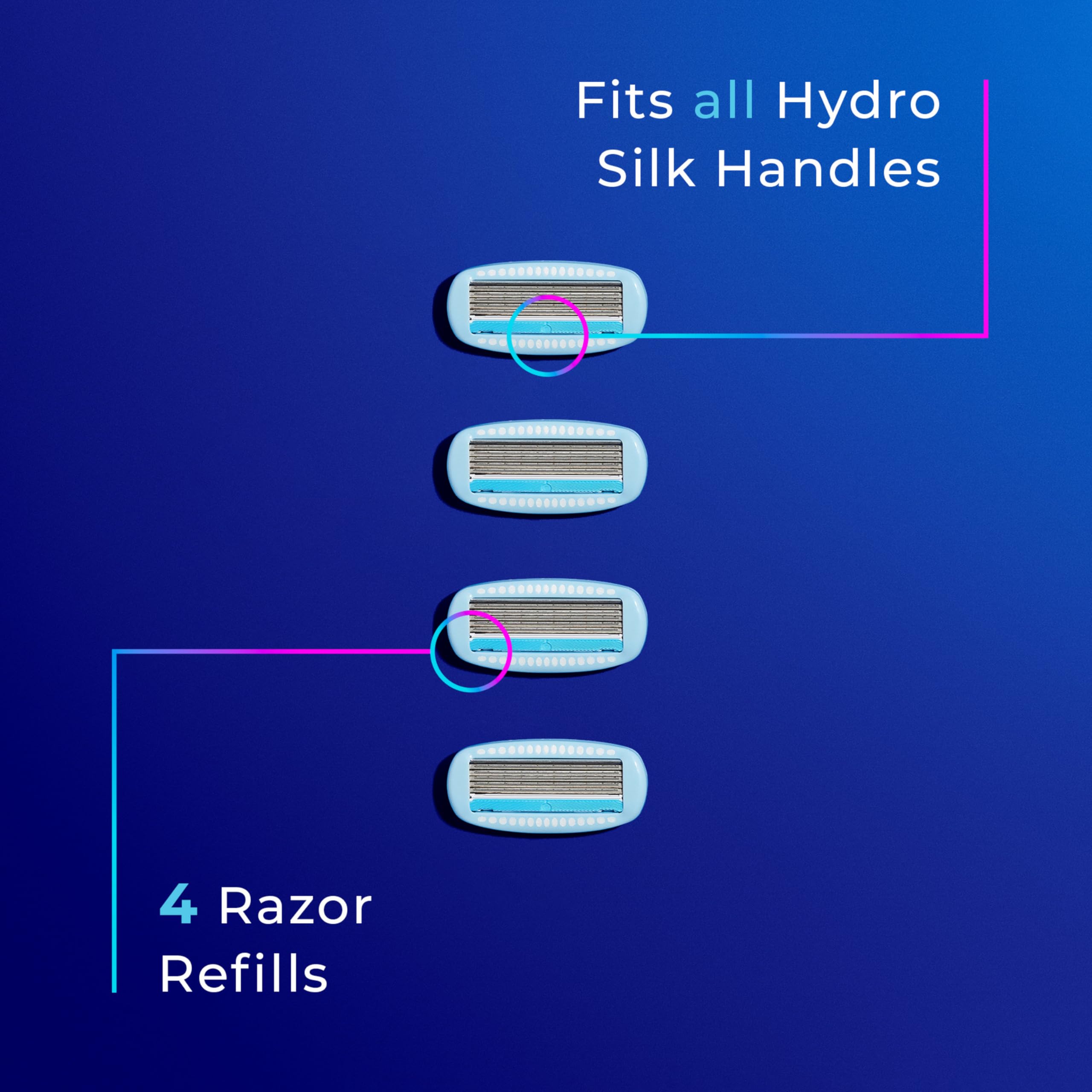 Schick Hydro Silk Moisture Razor Blade Refills, 4 Count | 5-Blade Moisturizing Razors for Women | Womens Moisturizing Razor Refills