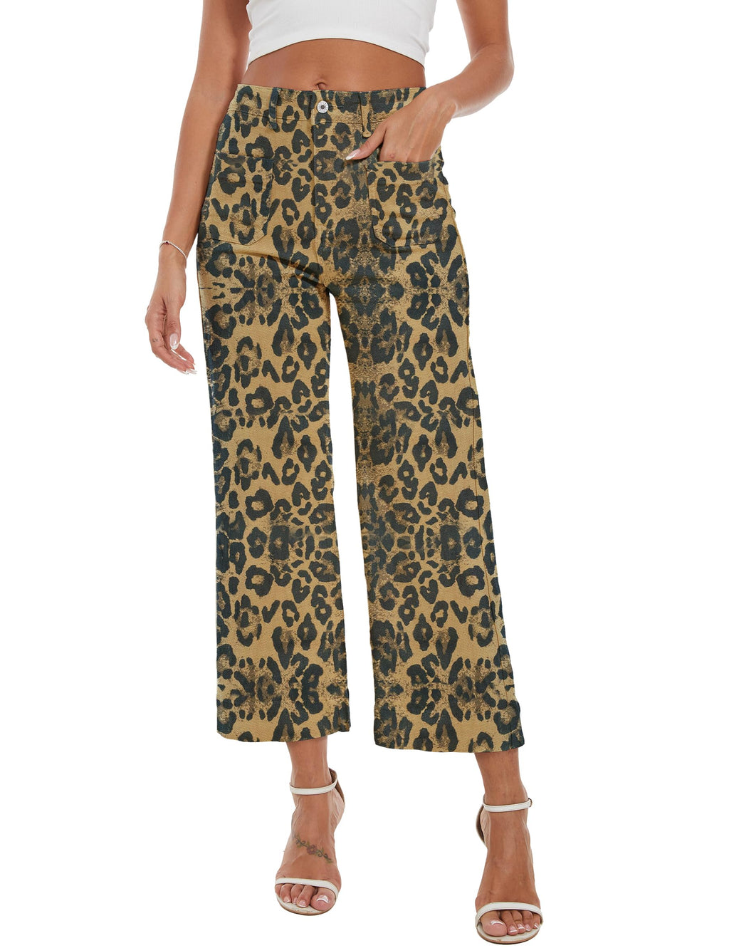 Wide Leg Jeans for Women Trendy High Waisted Flare Jeans Cropped Pants Stretchy Baggy