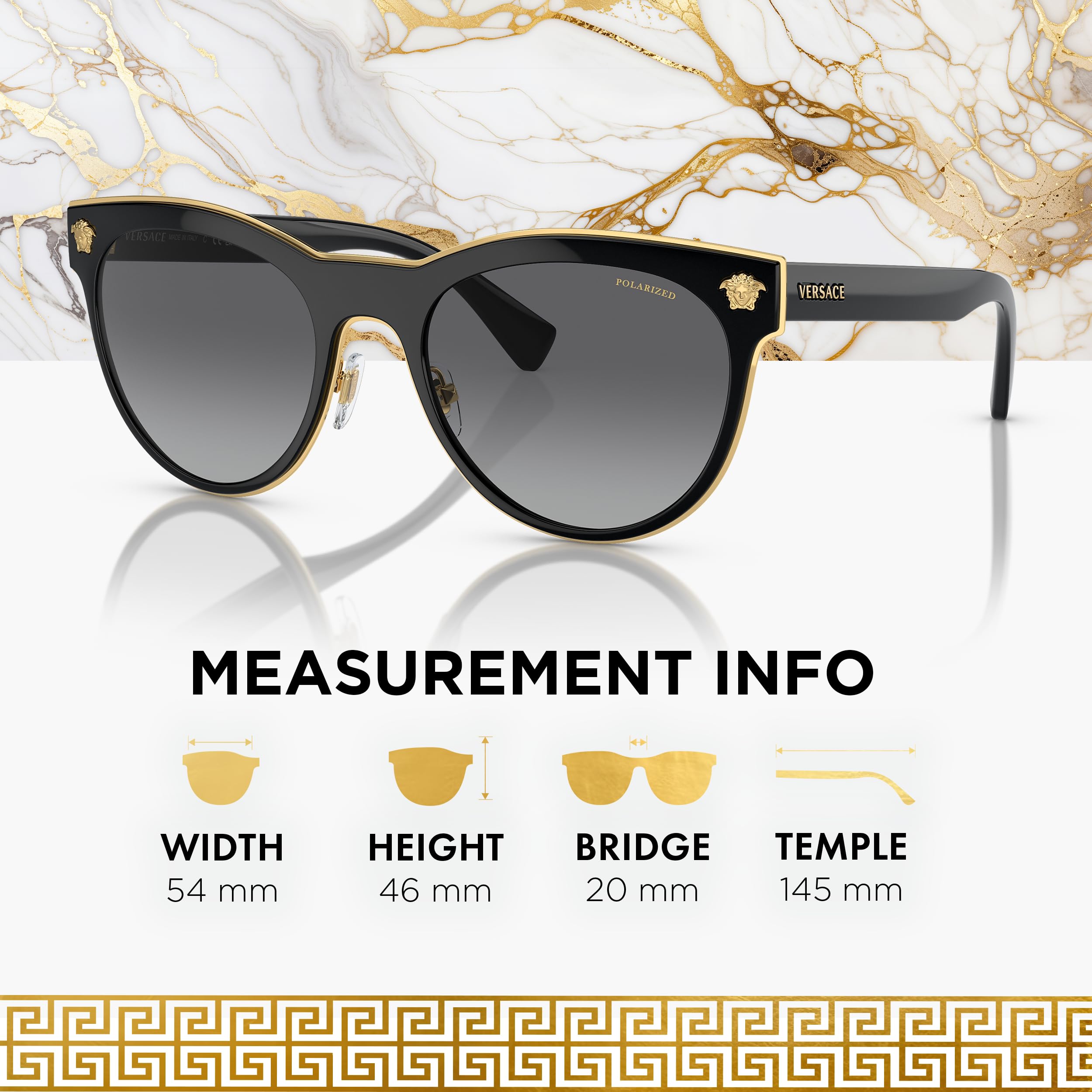VERSACE VE2198 Phantos Shape Metal Sunglasses 54mm