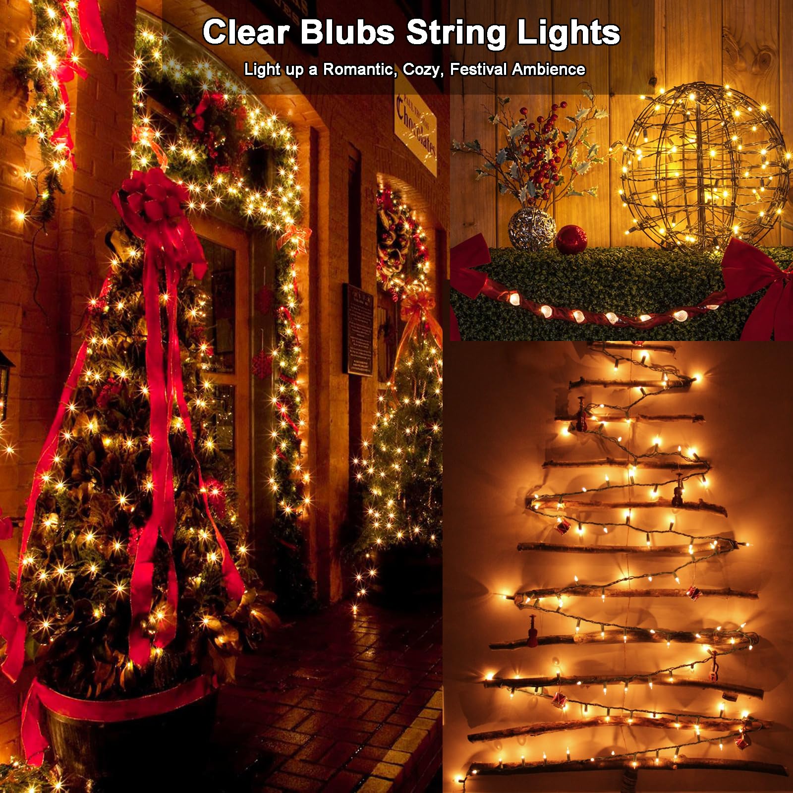 Brizled Christmas Lights, 600 Count 139.2ft Incandescent Mini Lights, Connectable 120V UL Certified for Xmas Wedding Bedroom Porch Decor, White Wire, Warm White