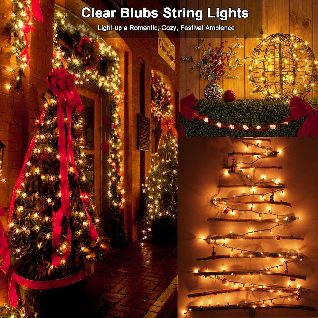 Brizled Christmas Lights, 600 Count 139.2ft Incandescent Mini Lights, Connectable 120V UL Certified for Xmas Wedding Bedroom Porch Decor, White Wire, Warm White
