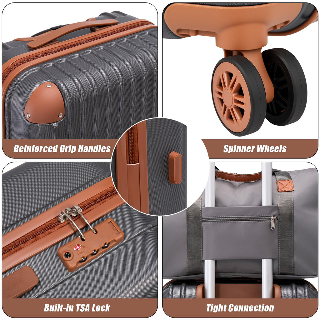 Cosbarn Luggage Sets 5 Piece Suitcases with Wheels, Suitcase Set ABS Hard Case Luggage with TSA Lock Spinner Wheels Durable Travel Luggage